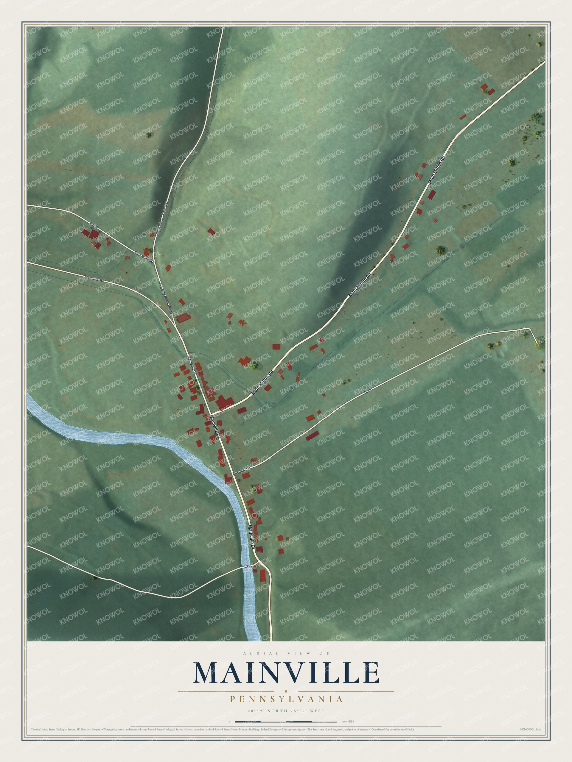 Watermarked full-map preview of Mainville, Pennsylvania