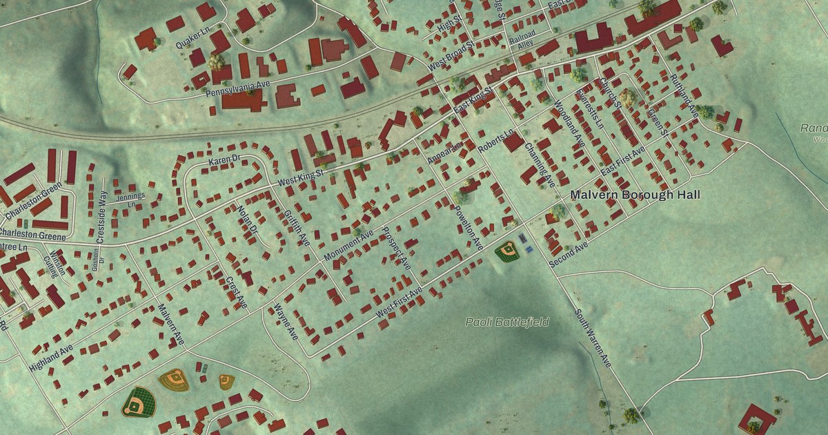Map of Malvern, Pennsylvania in 2026
