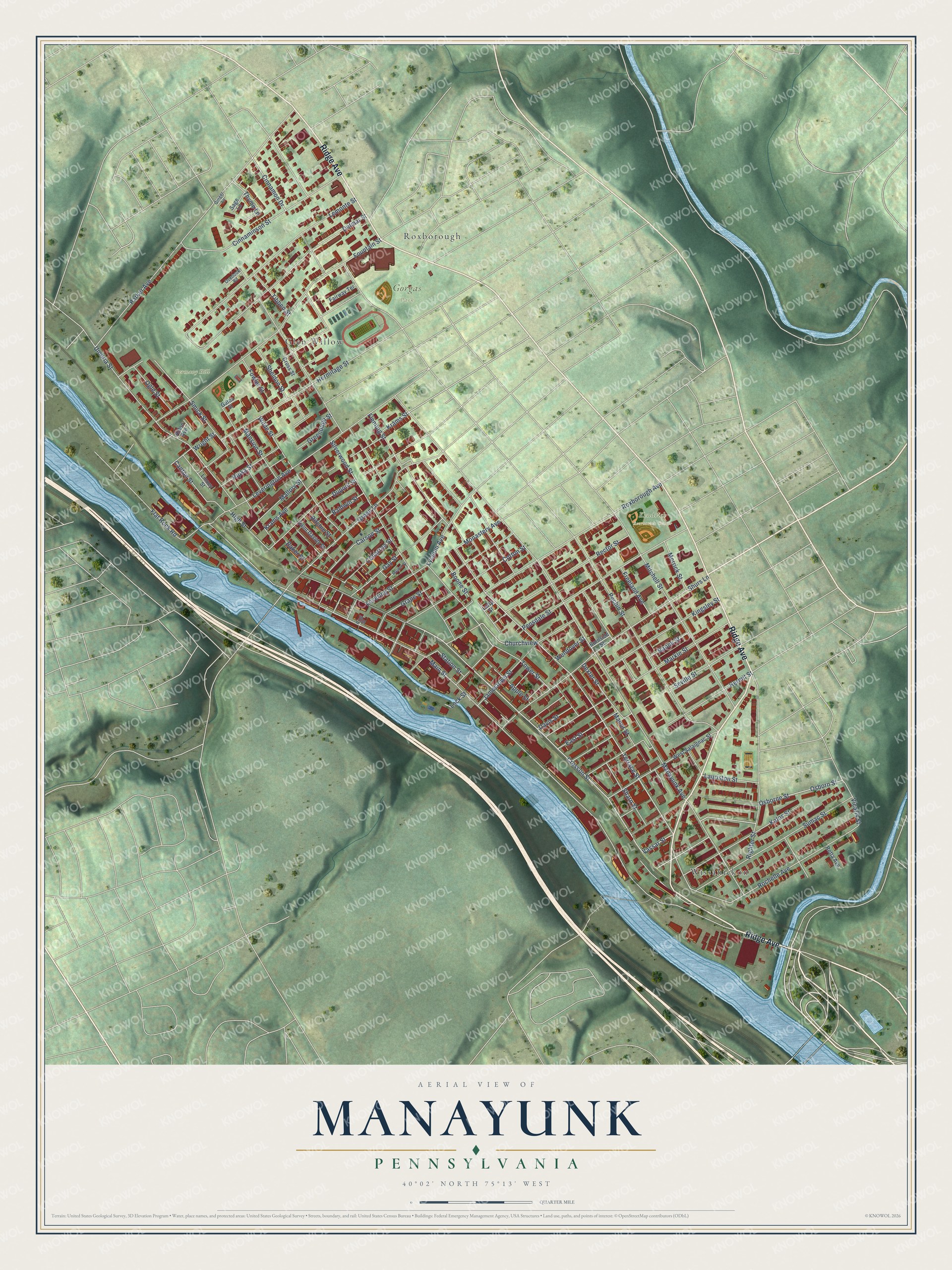 Watermarked full-map preview of Manayunk, Pennsylvania