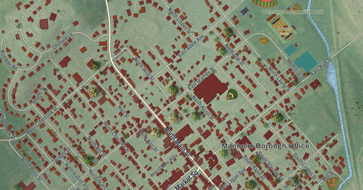Map of Manheim Borough, Lancaster County, Pennsylvania in 2026