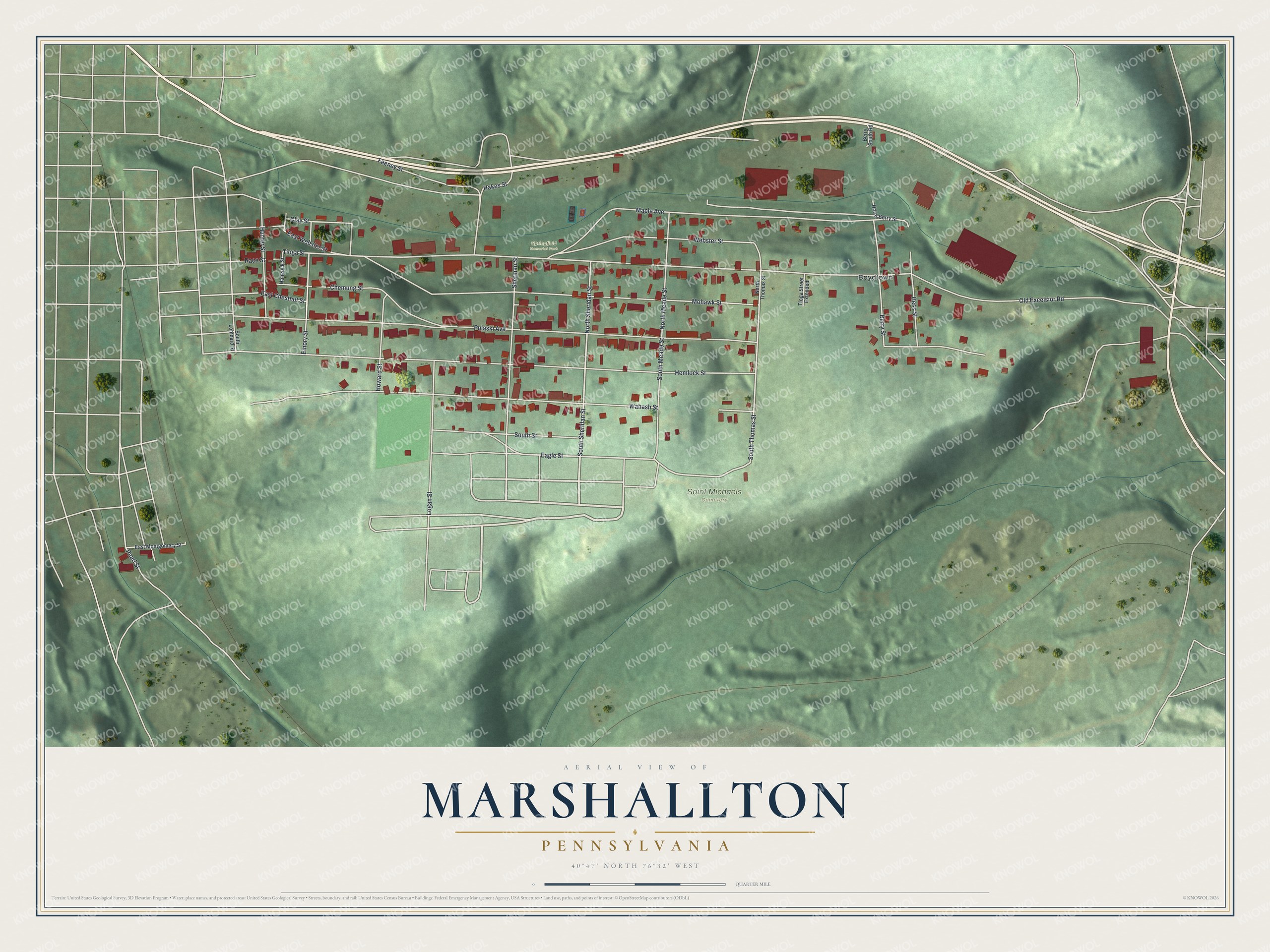 Watermarked full-map preview of Marshallton, Pennsylvania