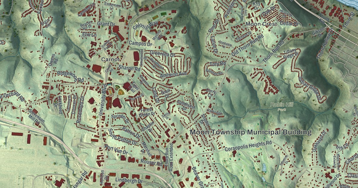 Map of Moon, Pennsylvania in 2026
