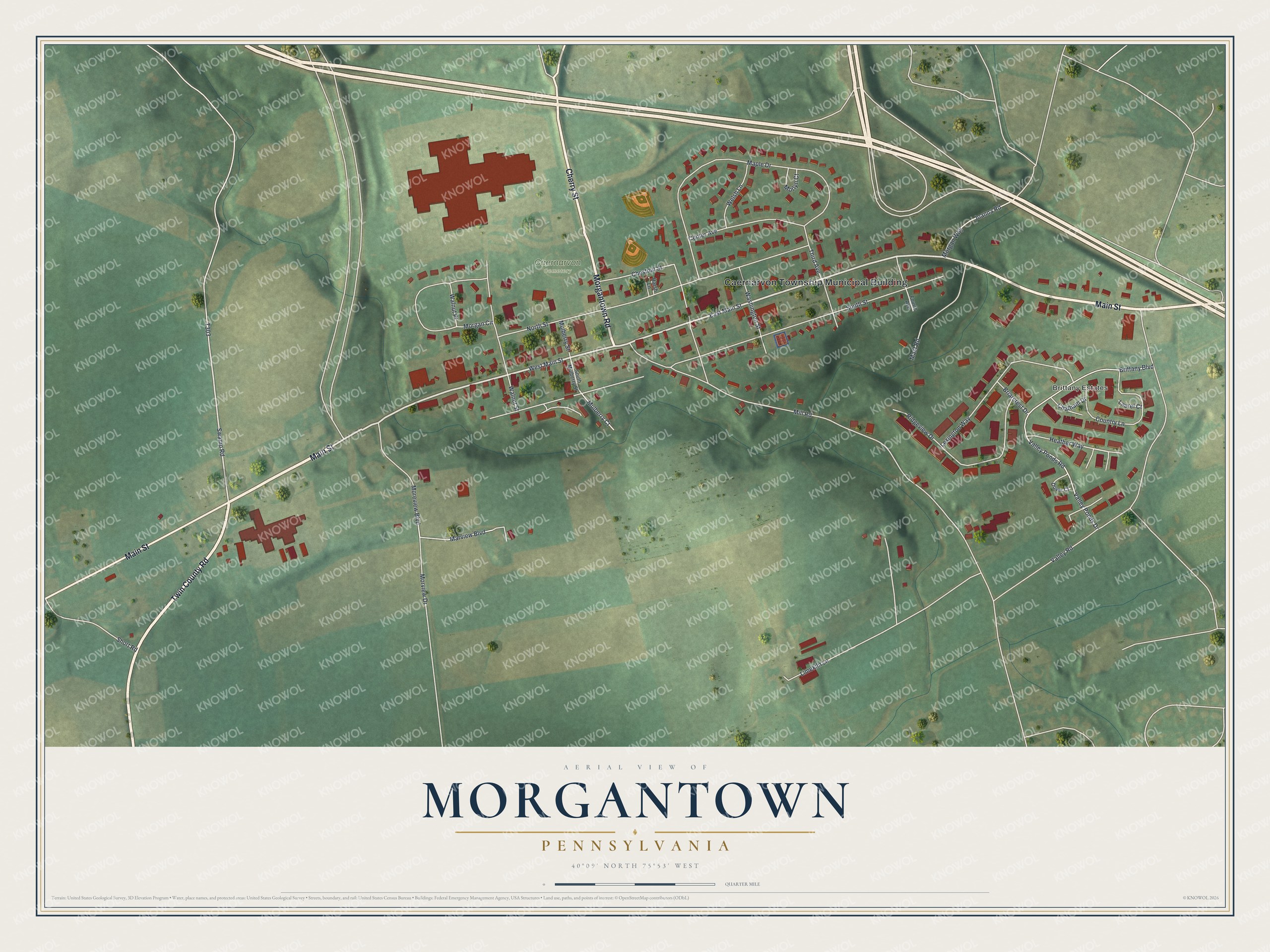 Watermarked full-map preview of Morgantown, Pennsylvania