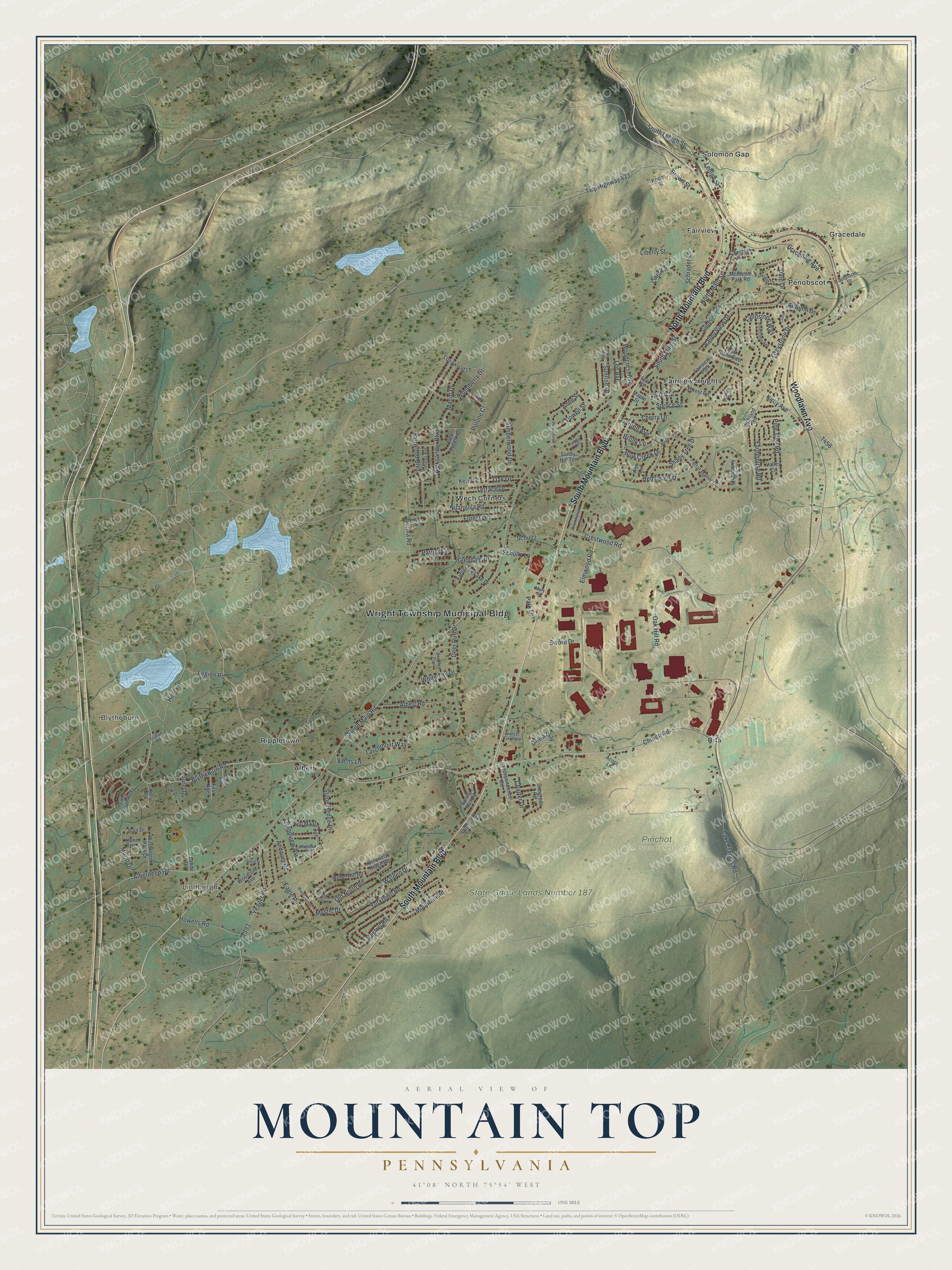 Watermarked full-map preview of Mountain Top, Pennsylvania