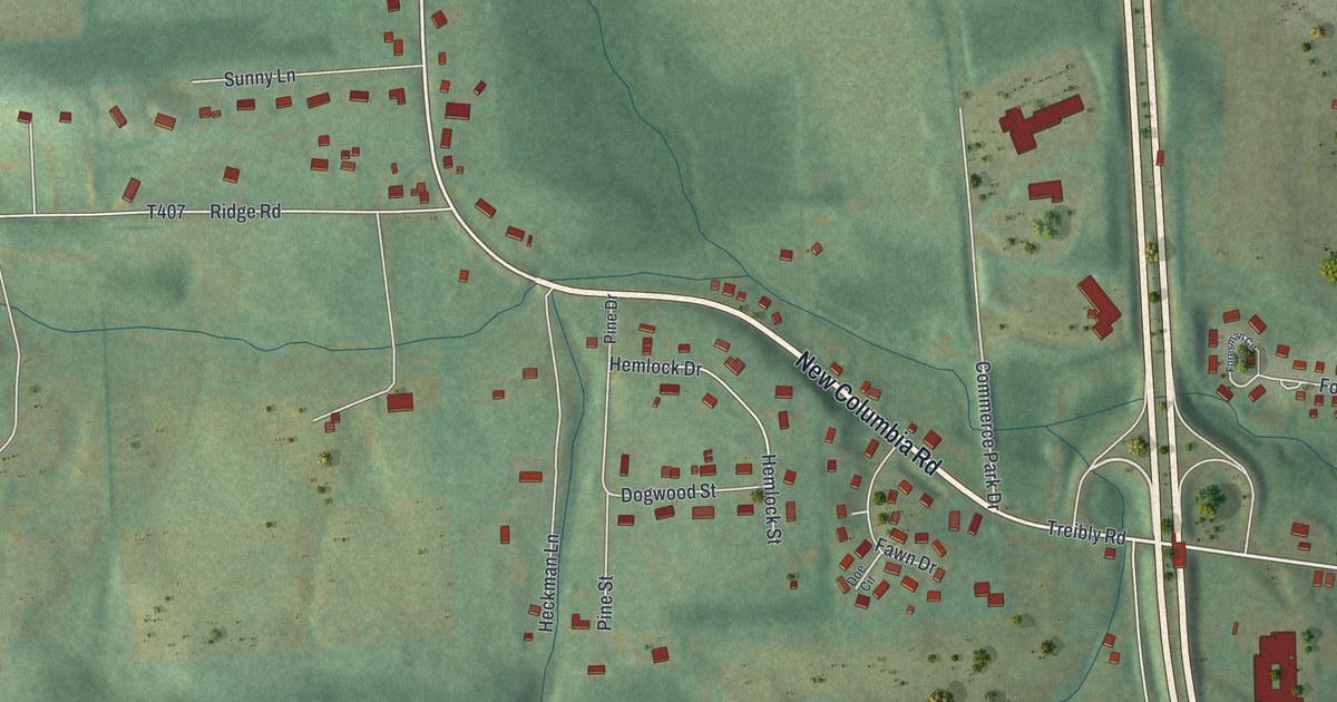 Map of New Columbia, Pennsylvania in 2026