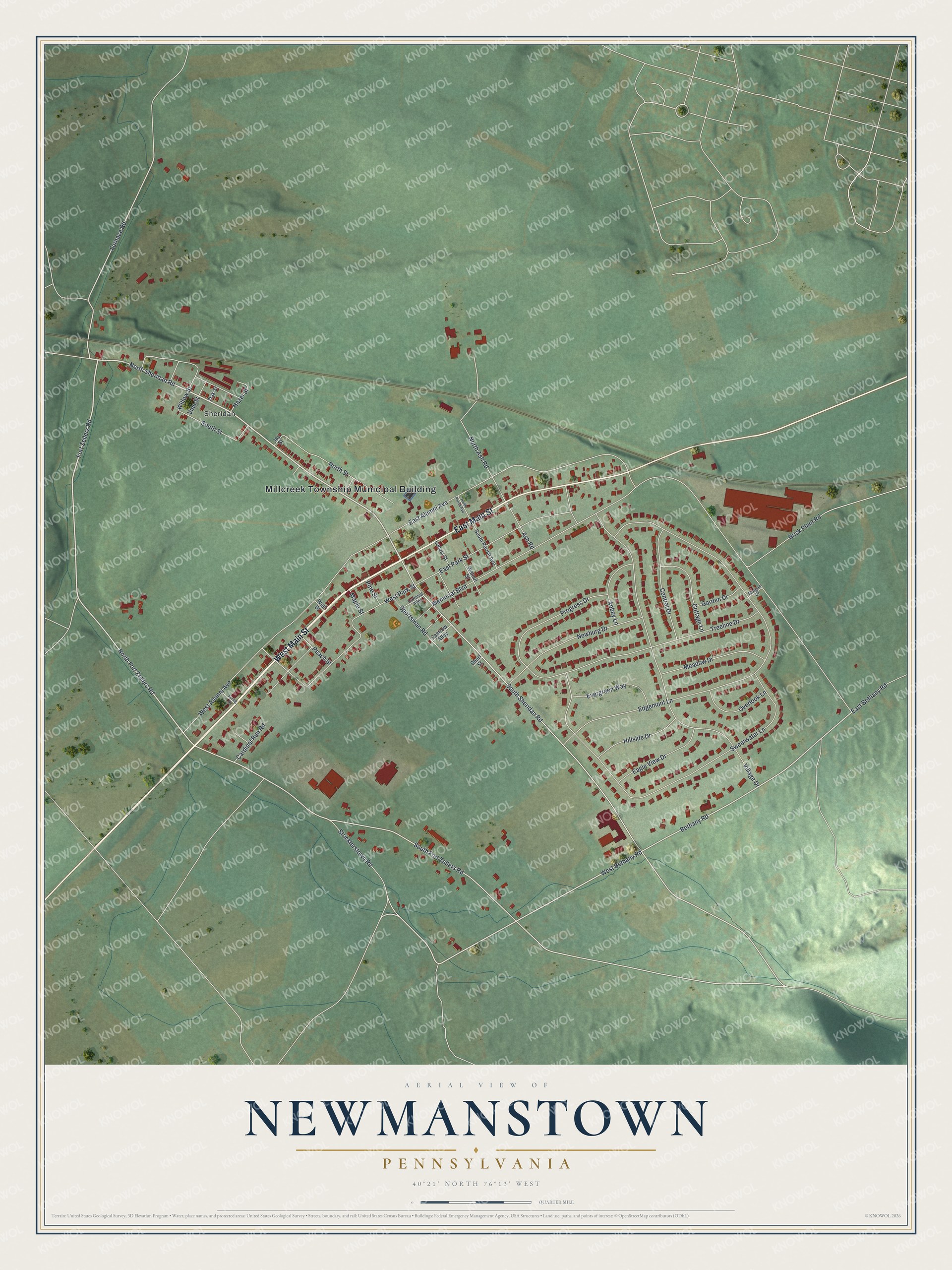 Watermarked full-map preview of Newmanstown, Pennsylvania
