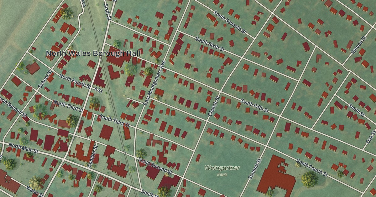Map of North Wales, Pennsylvania in 2026