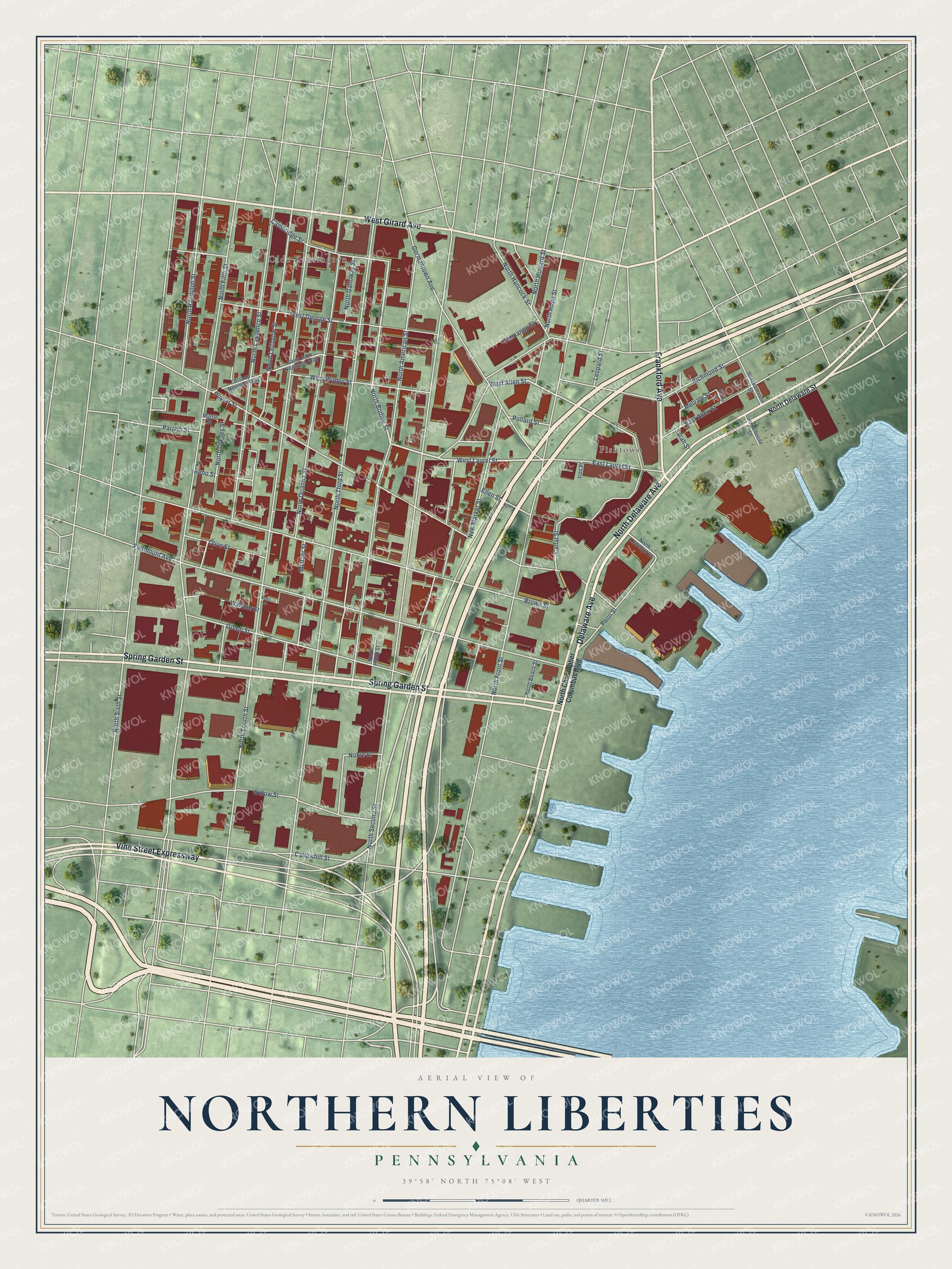 Watermarked full-map preview of Northern Liberties, Pennsylvania