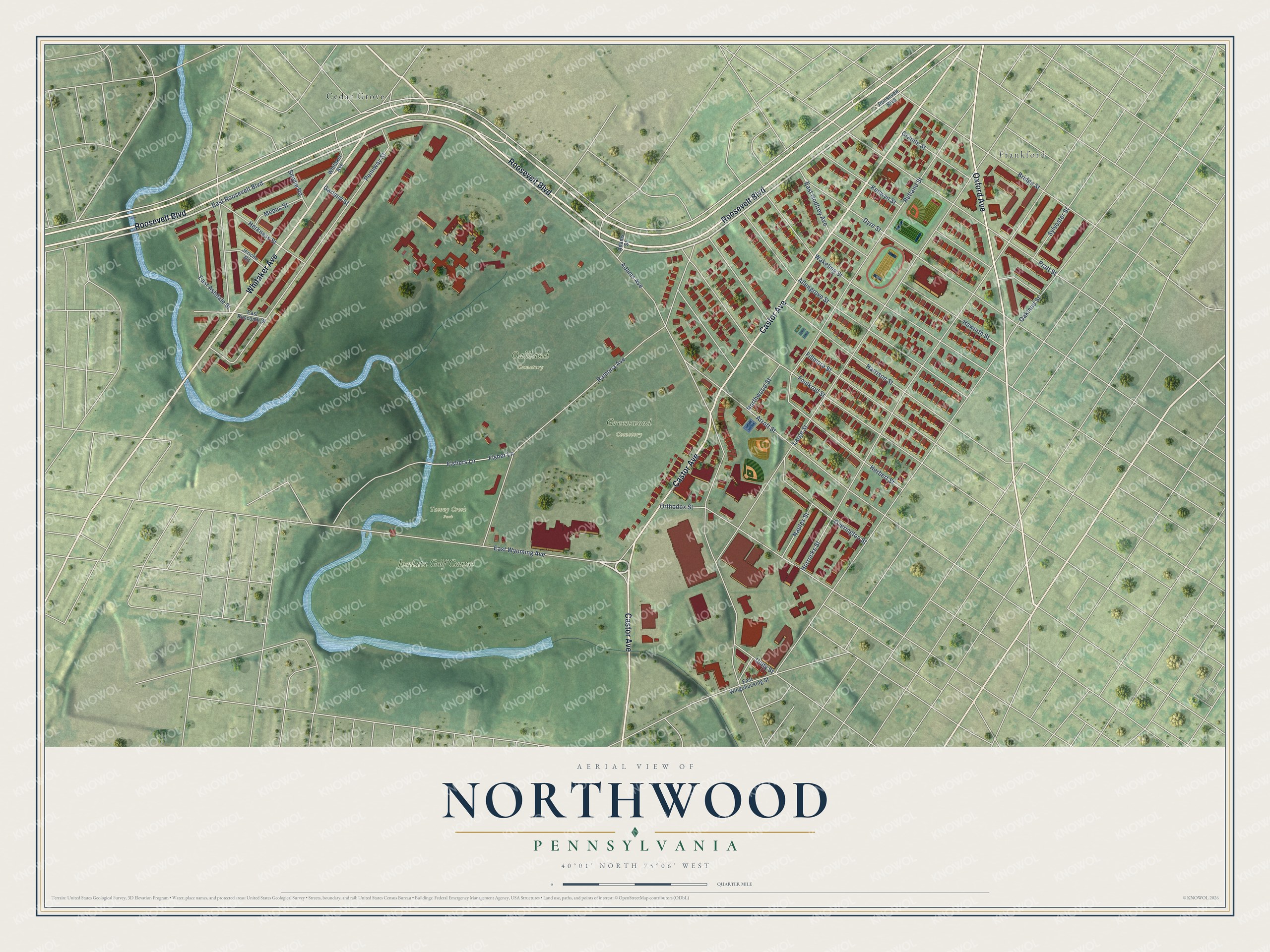 Watermarked full-map preview of Northwood, Pennsylvania