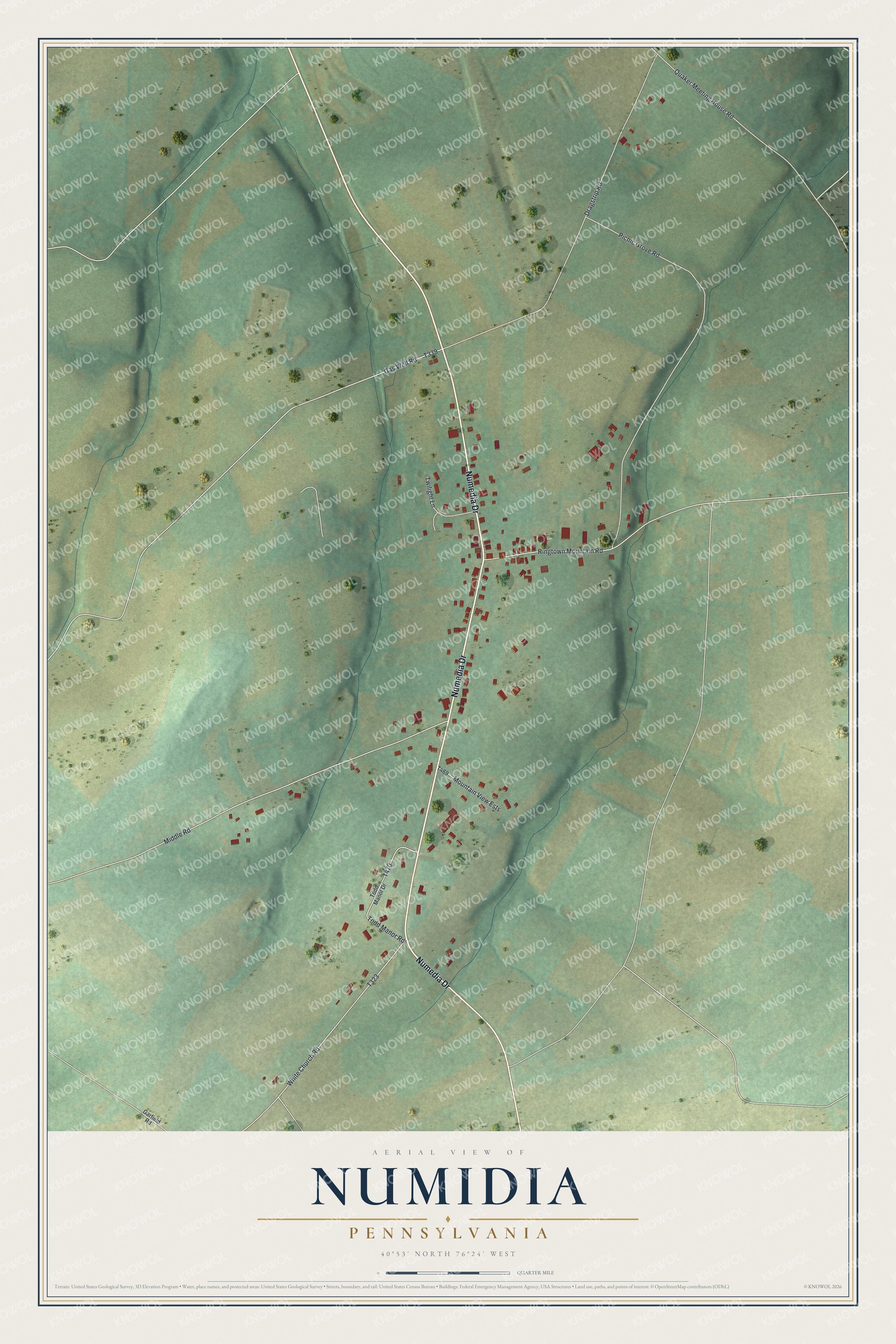 Watermarked full-map preview of Numidia, Pennsylvania