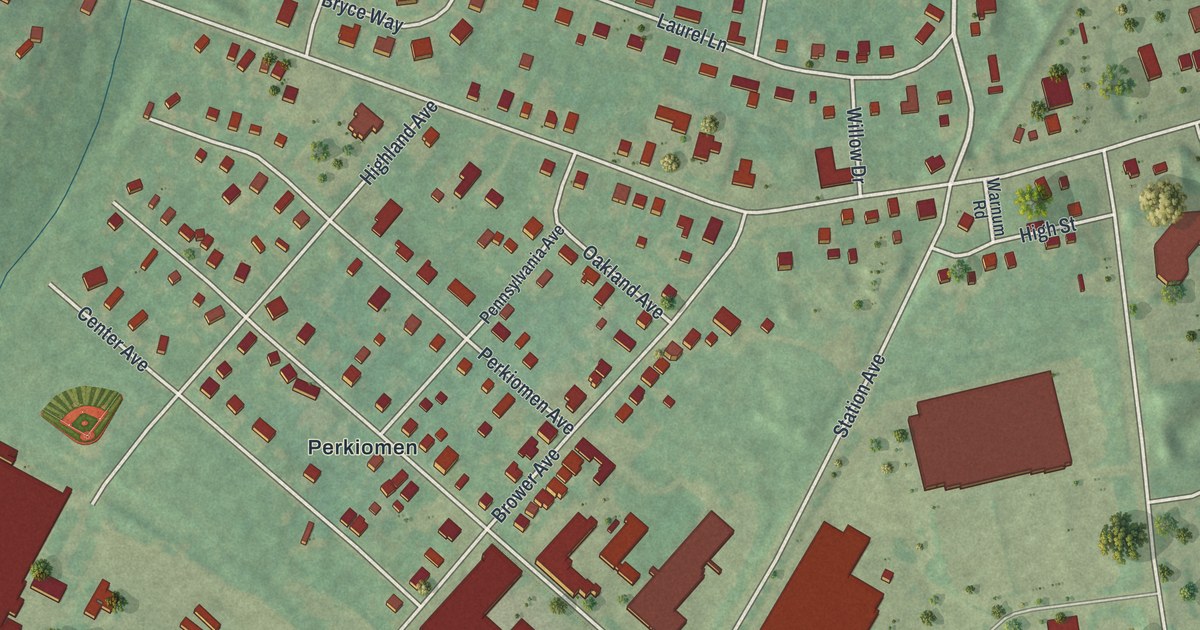 Map of Oaks, Pennsylvania in 2026