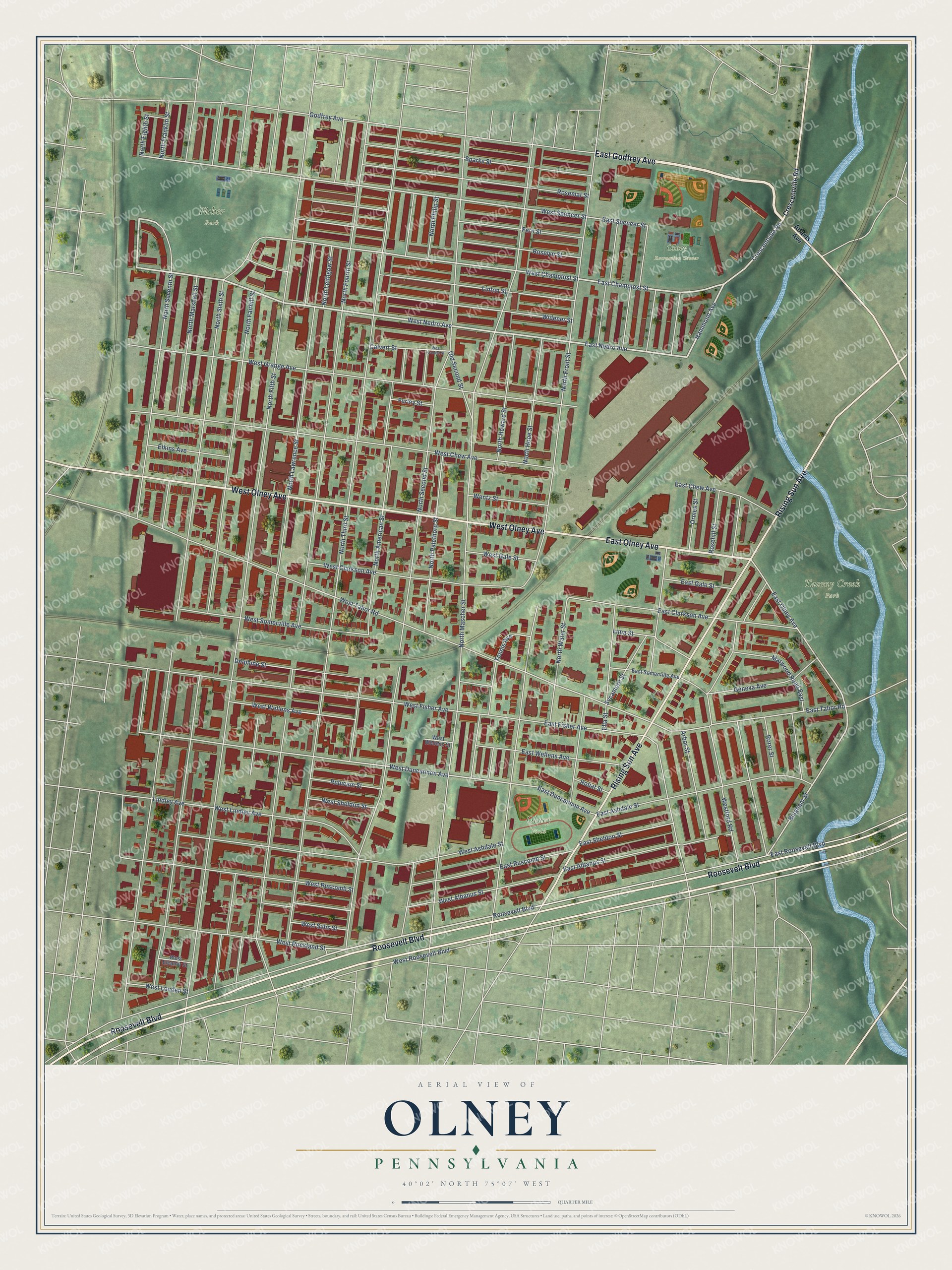 Watermarked full-map preview of Olney, Pennsylvania
