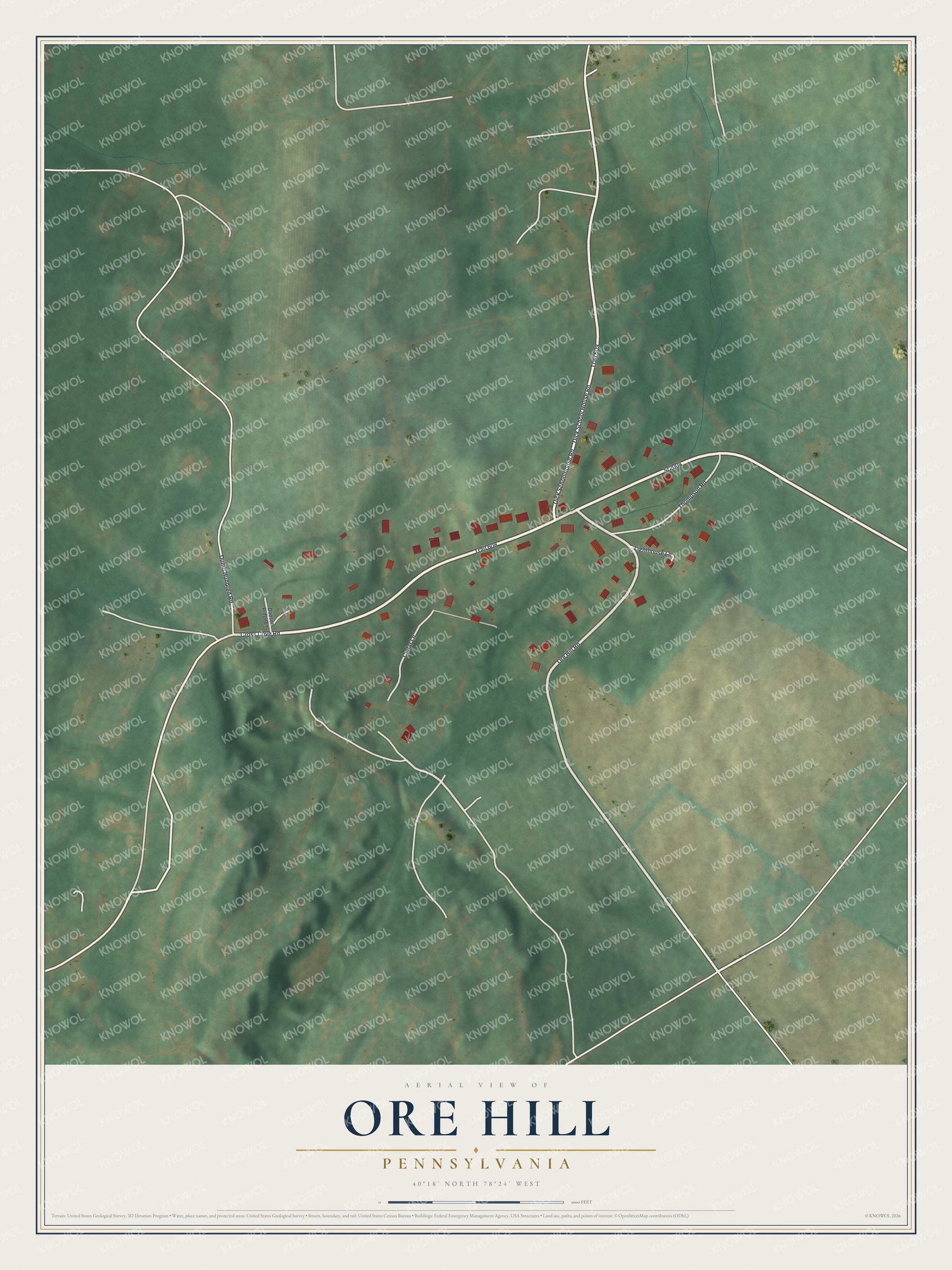 Watermarked full-map preview of Ore Hill, Pennsylvania