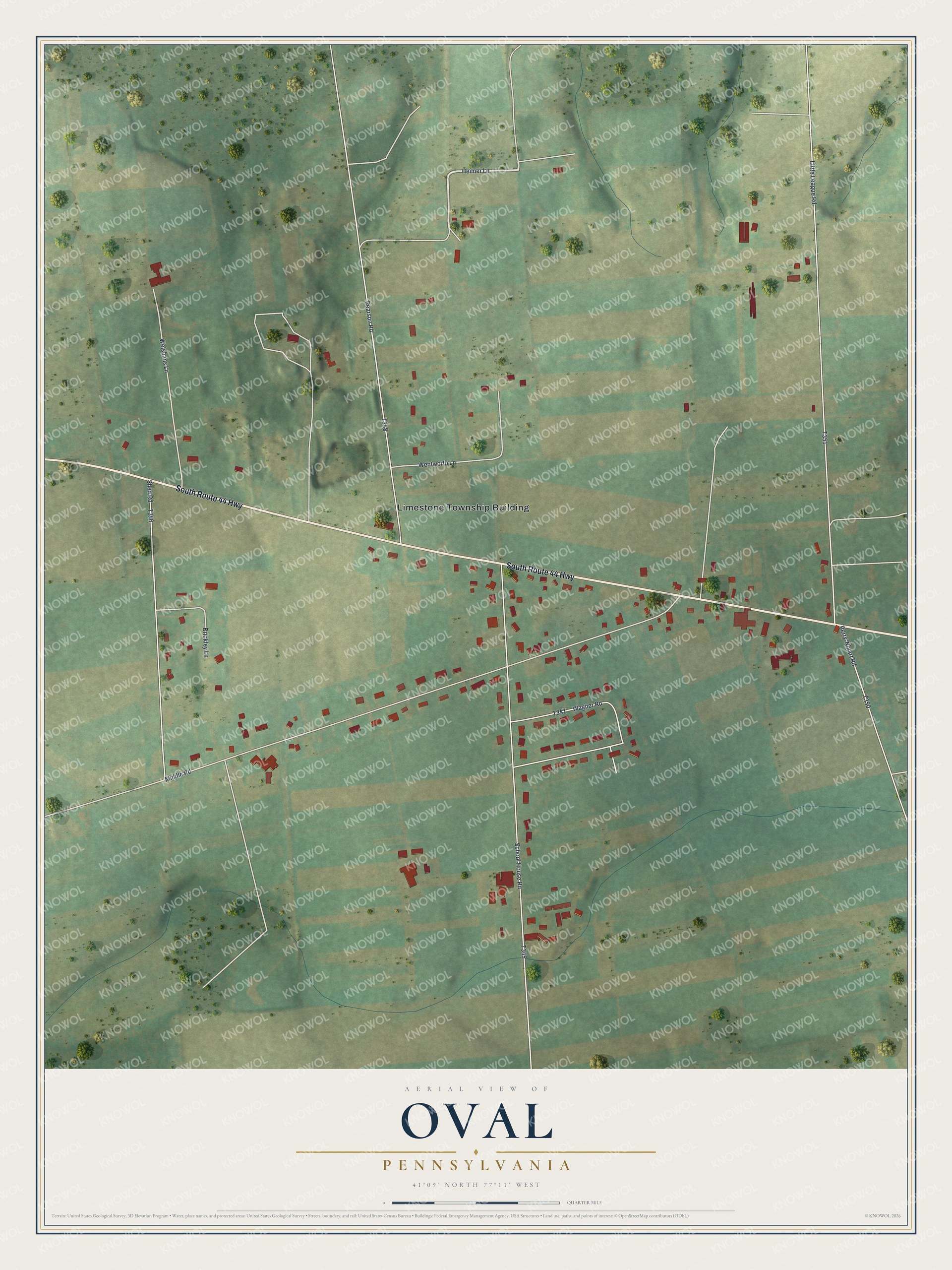 Watermarked full-map preview of Oval, Pennsylvania