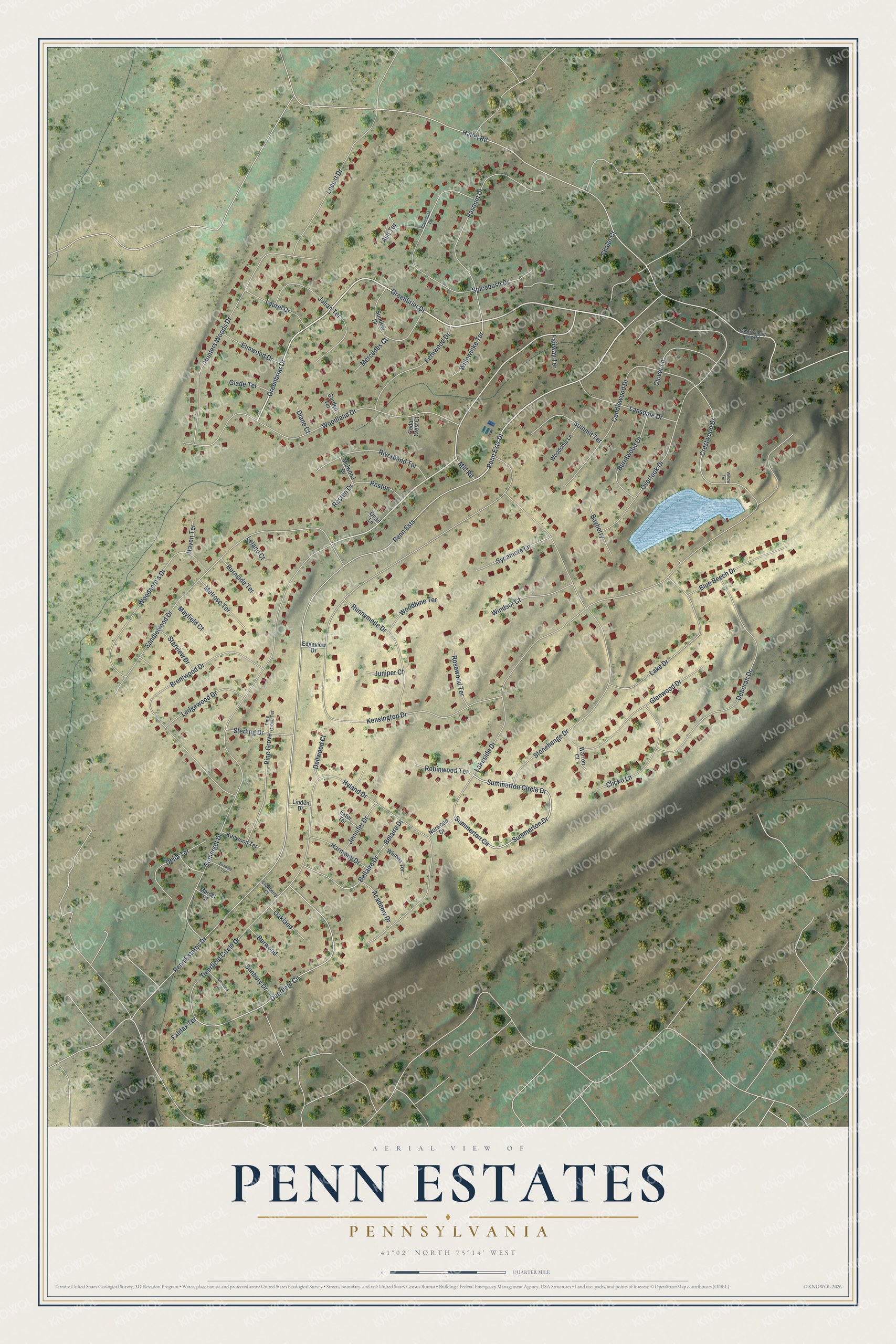 Watermarked full-map preview of Penn Estates, Pennsylvania