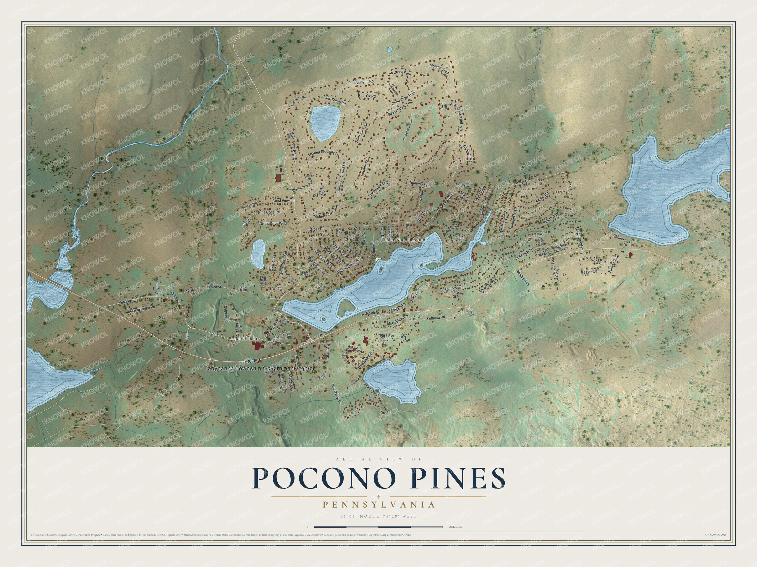 Watermarked full-map preview of Pocono Pines, Pennsylvania