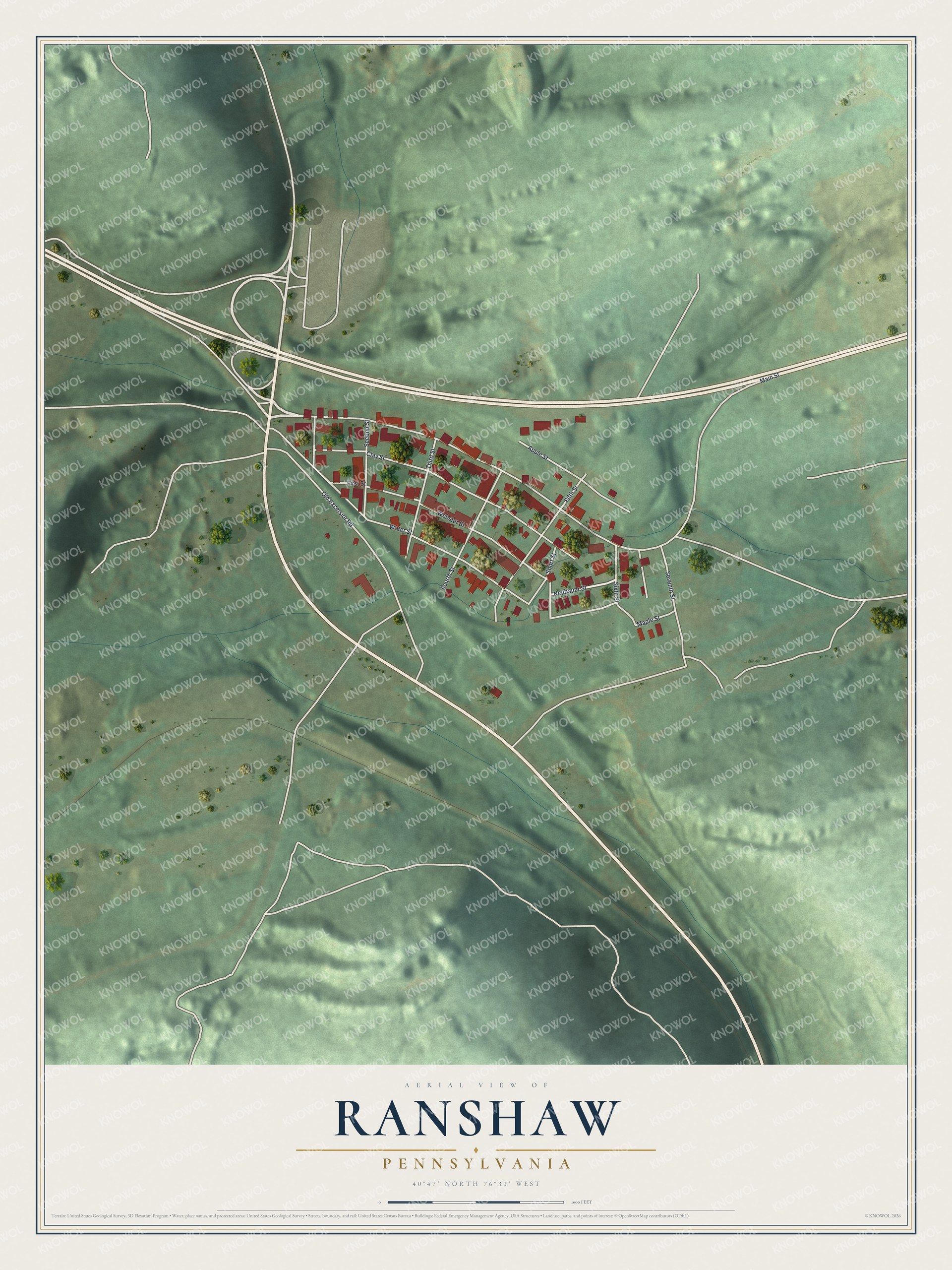 Watermarked full-map preview of Ranshaw, Pennsylvania