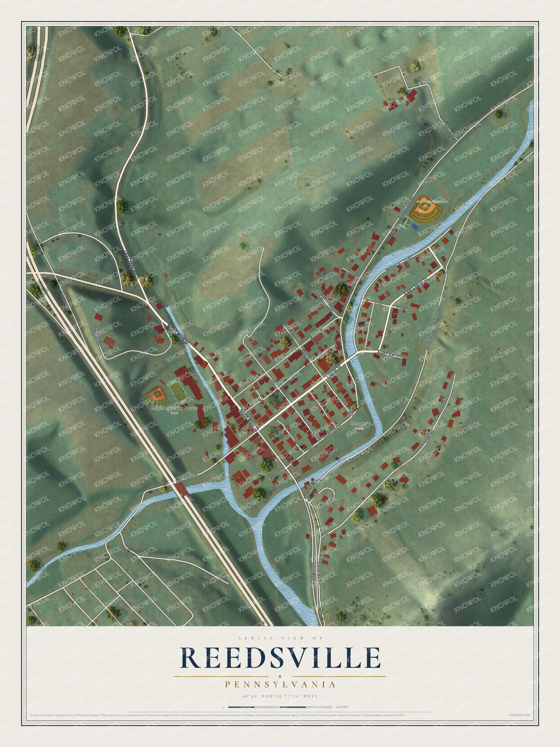 Watermarked full-map preview of Reedsville, Pennsylvania