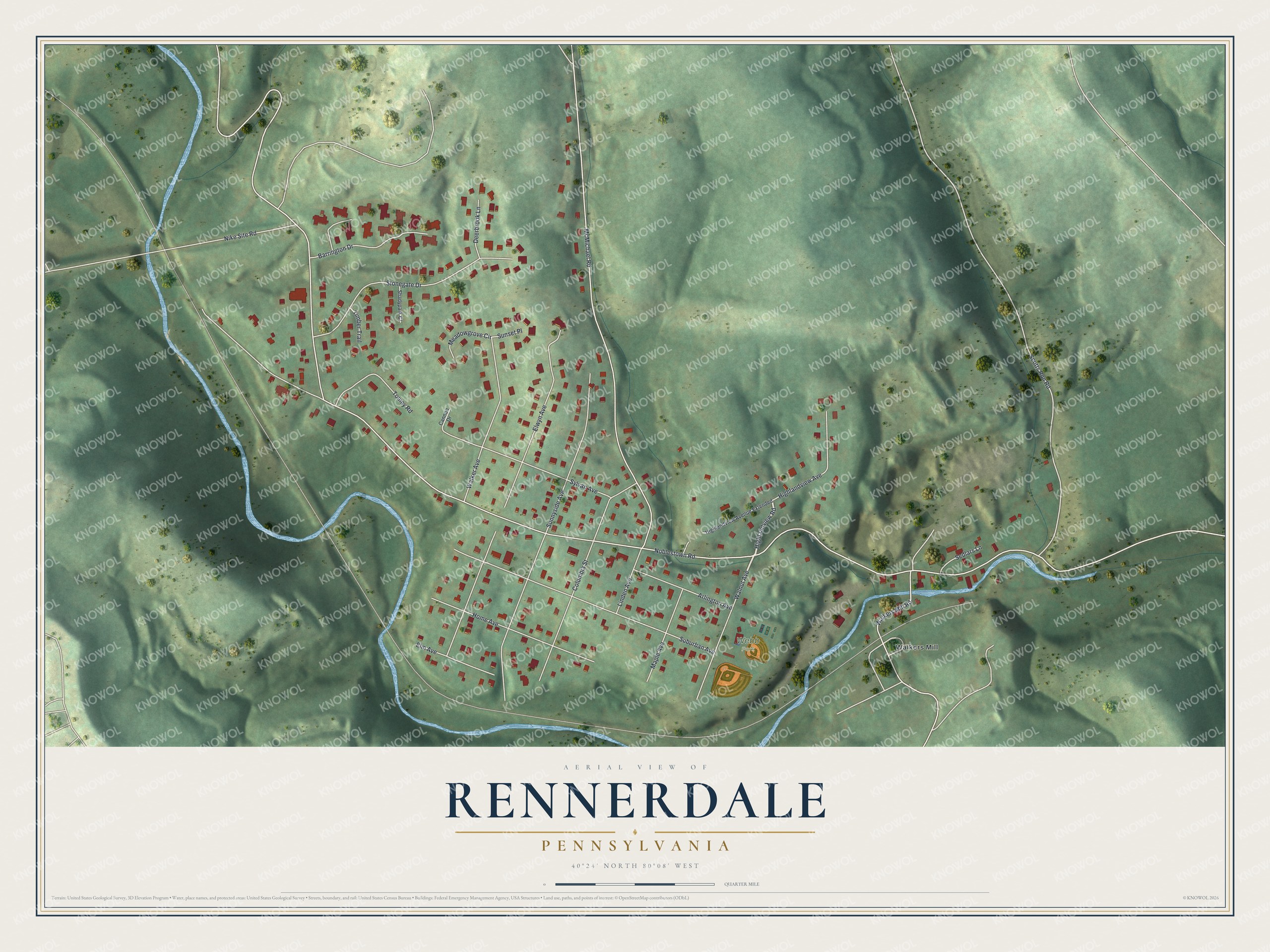 Watermarked full-map preview of Rennerdale, Pennsylvania
