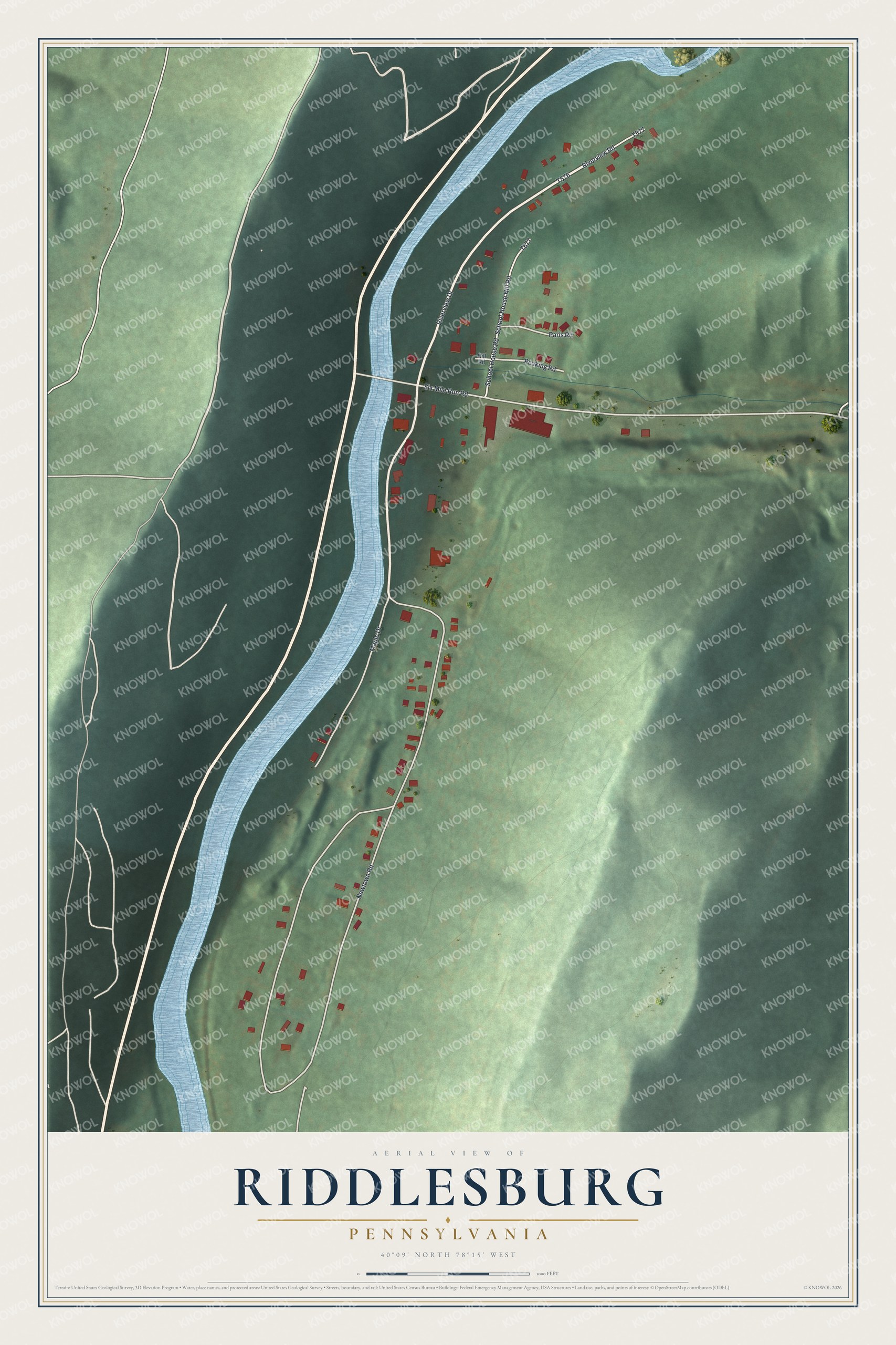 Watermarked full-map preview of Riddlesburg, Pennsylvania