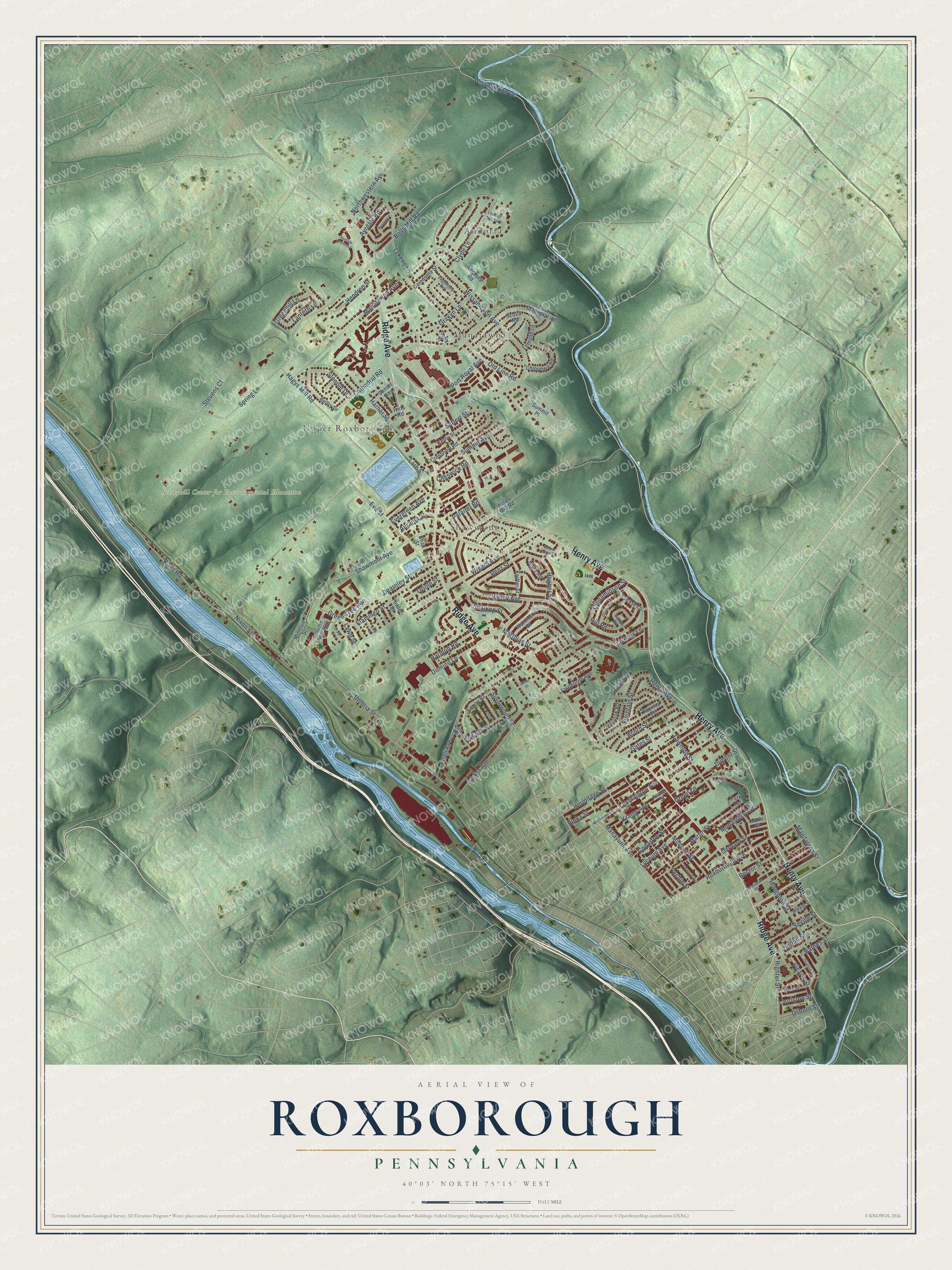 Watermarked full-map preview of Roxborough, Pennsylvania