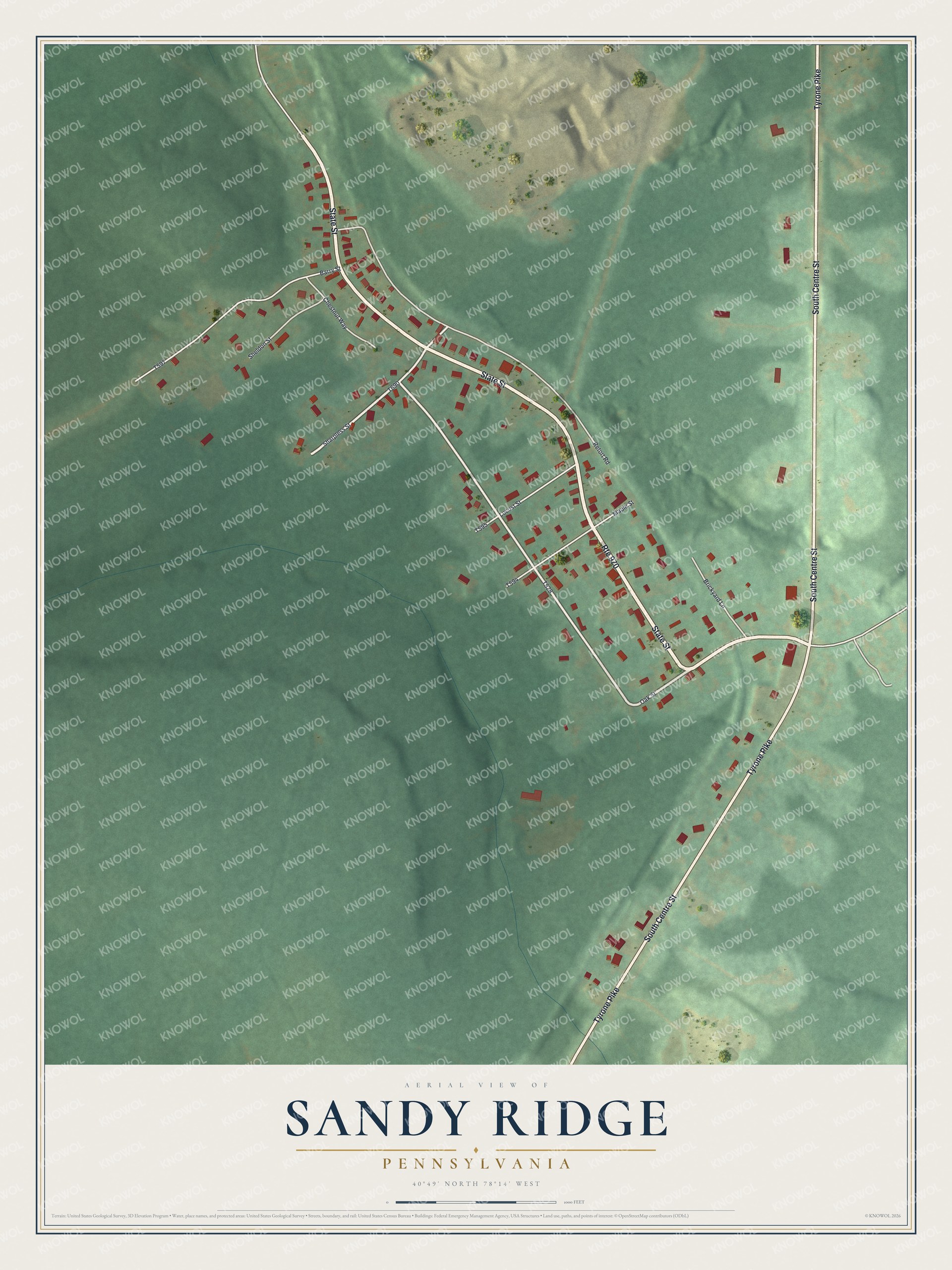 Watermarked full-map preview of Sandy Ridge, Pennsylvania
