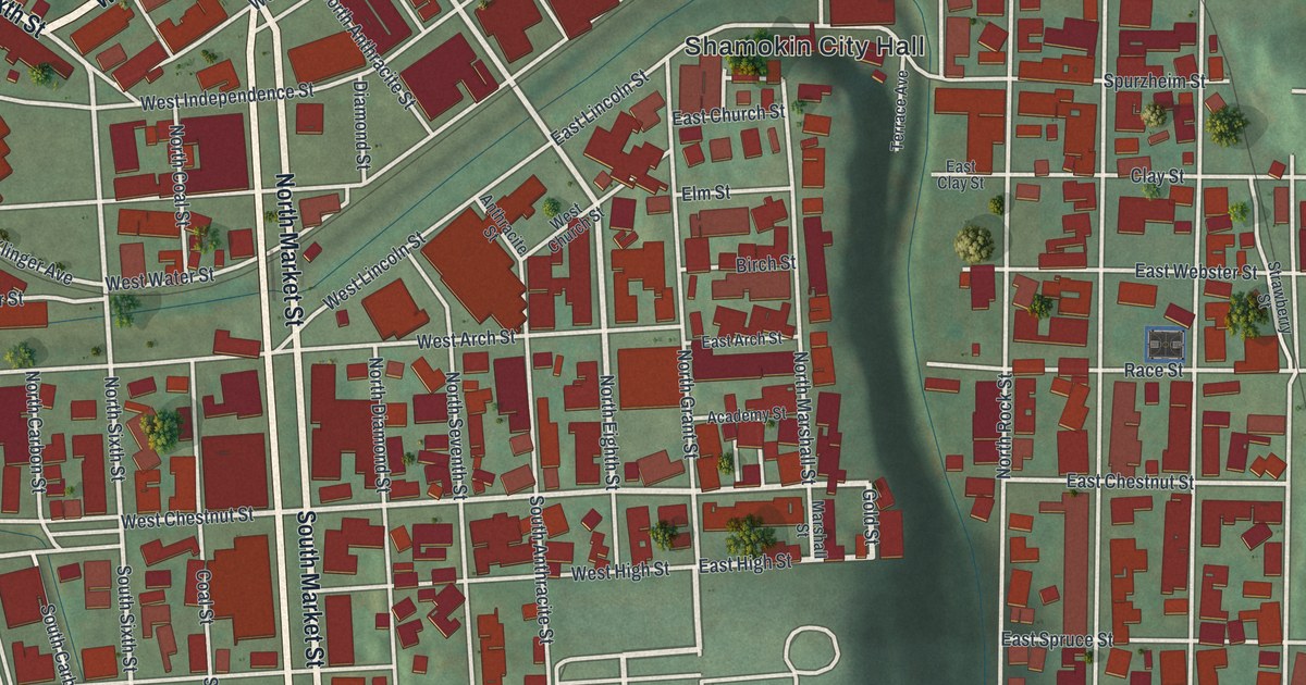 Map of Shamokin City, Pennsylvania in 2026