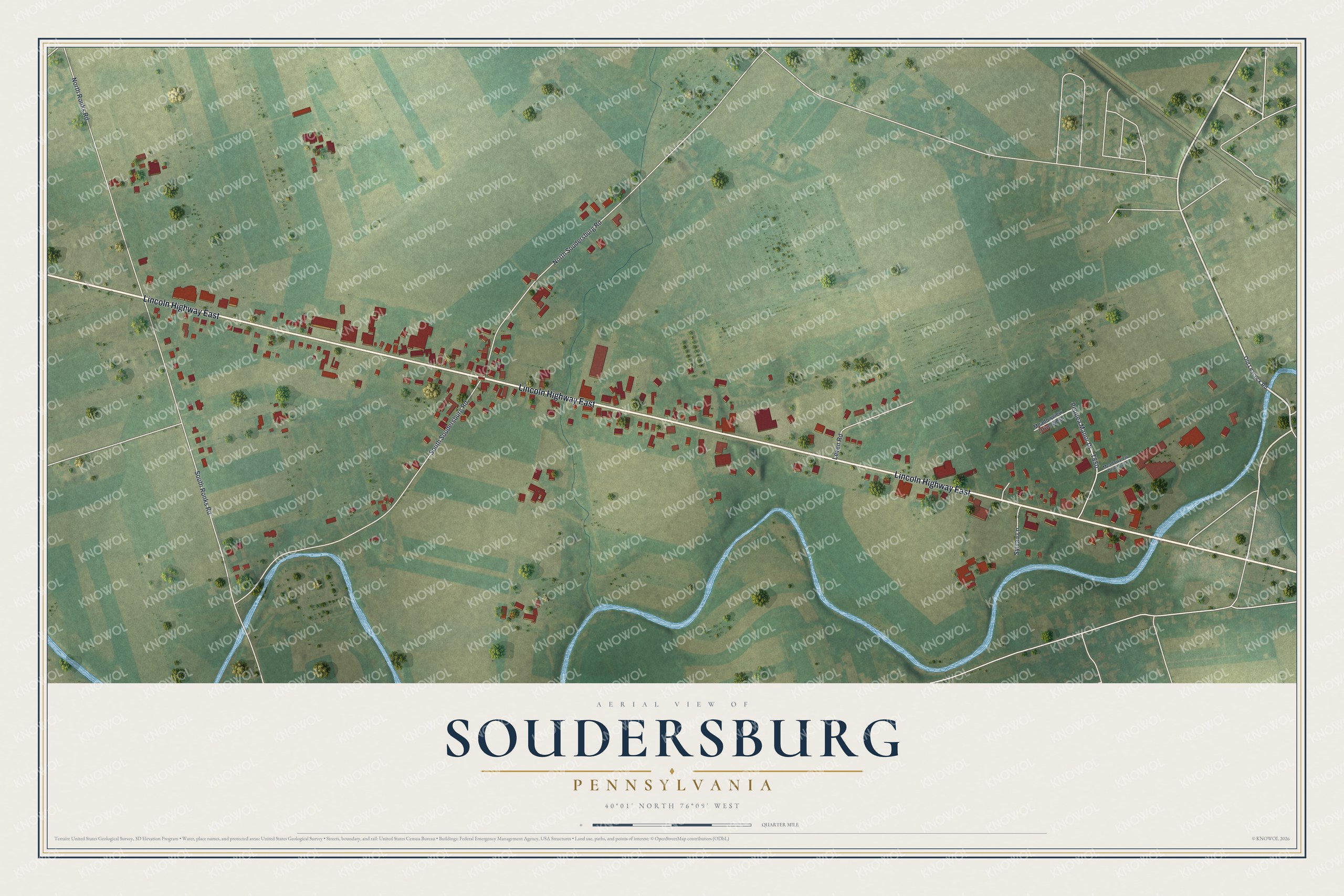 Watermarked full-map preview of Soudersburg, Pennsylvania