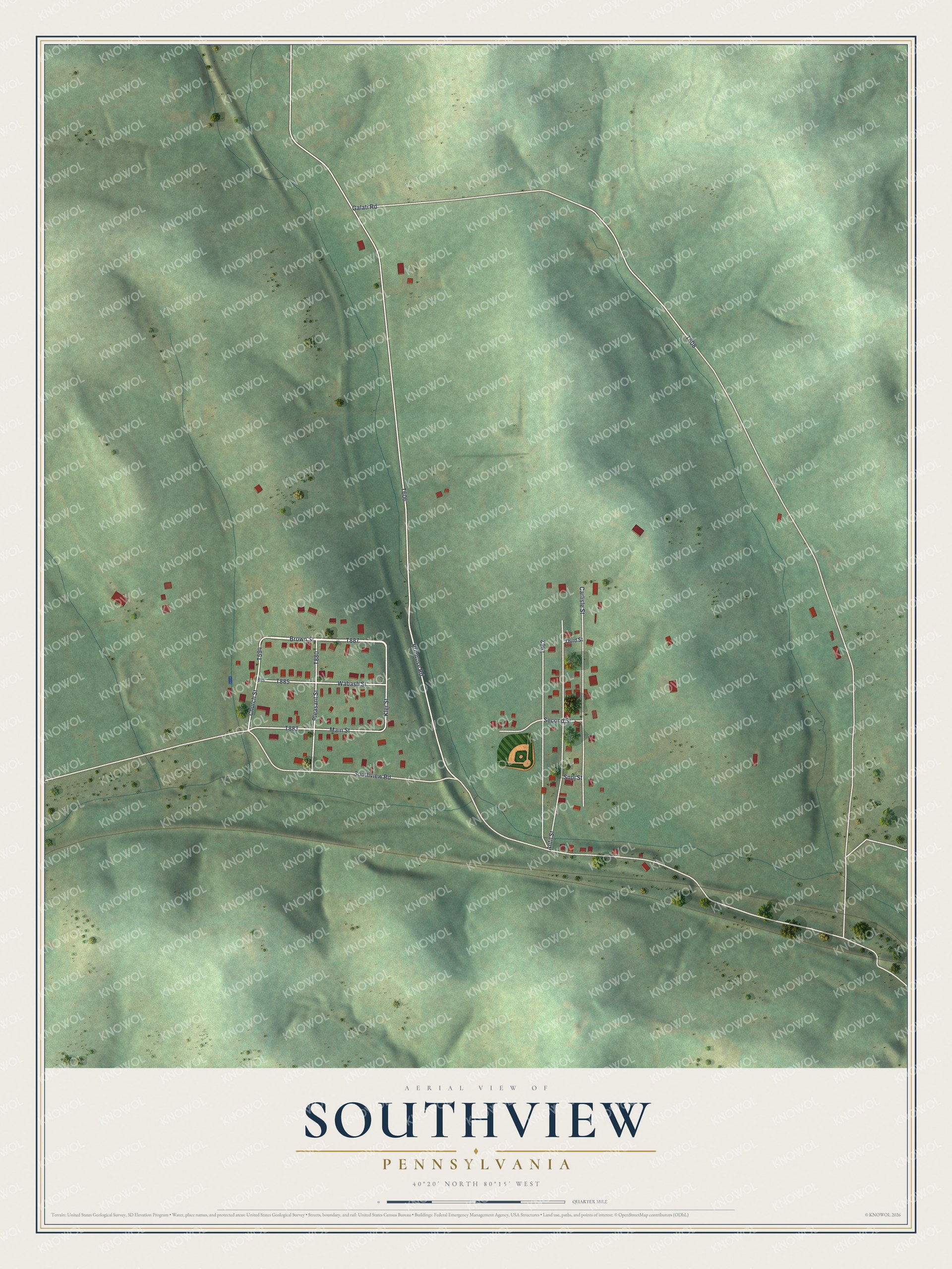 Watermarked full-map preview of Southview, Pennsylvania