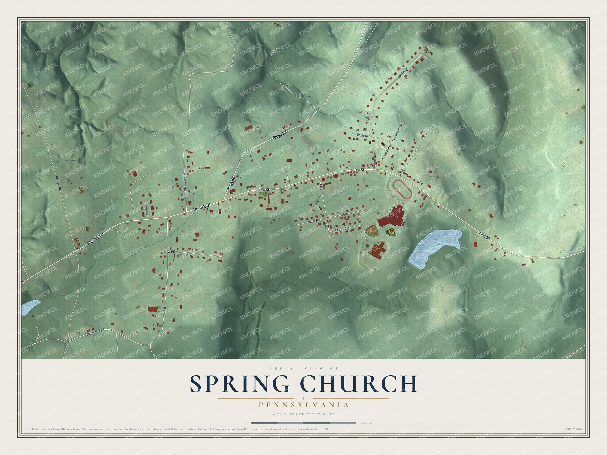 Watermarked full-map preview of Spring Church, Pennsylvania
