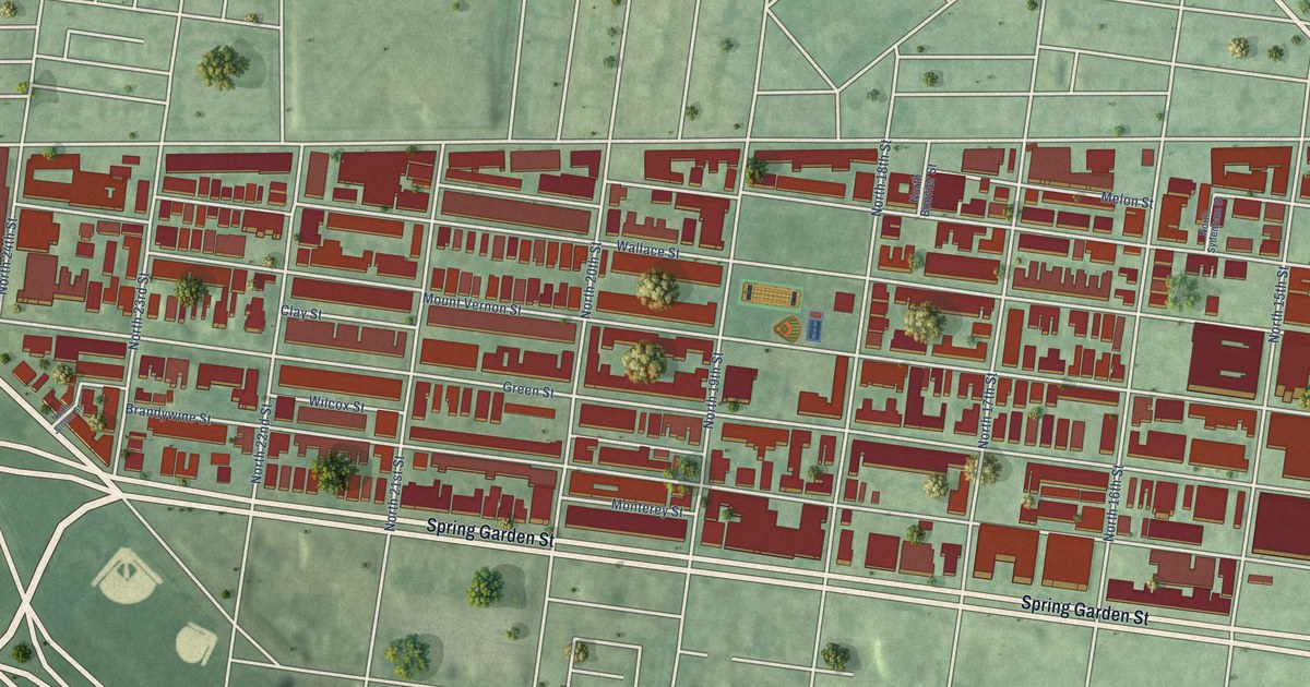 Detailed Map of Spring Garden, Philadelphia, Pennsylvania