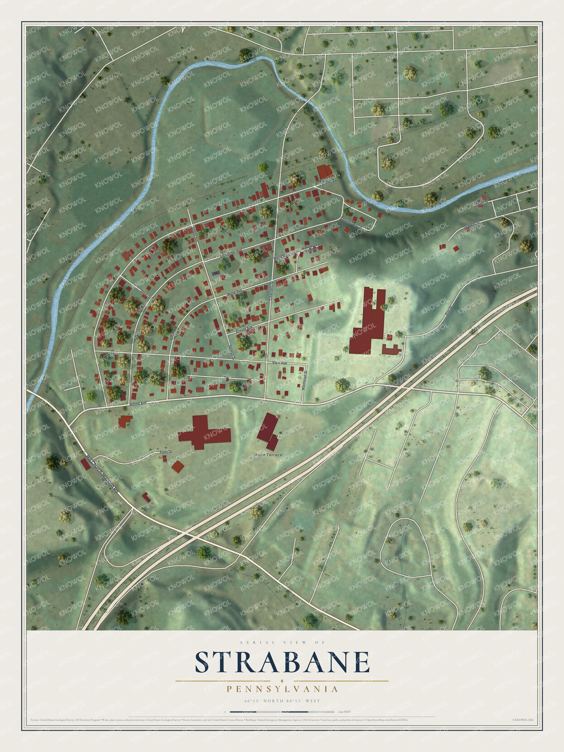 Watermarked full-map preview of Strabane, Pennsylvania