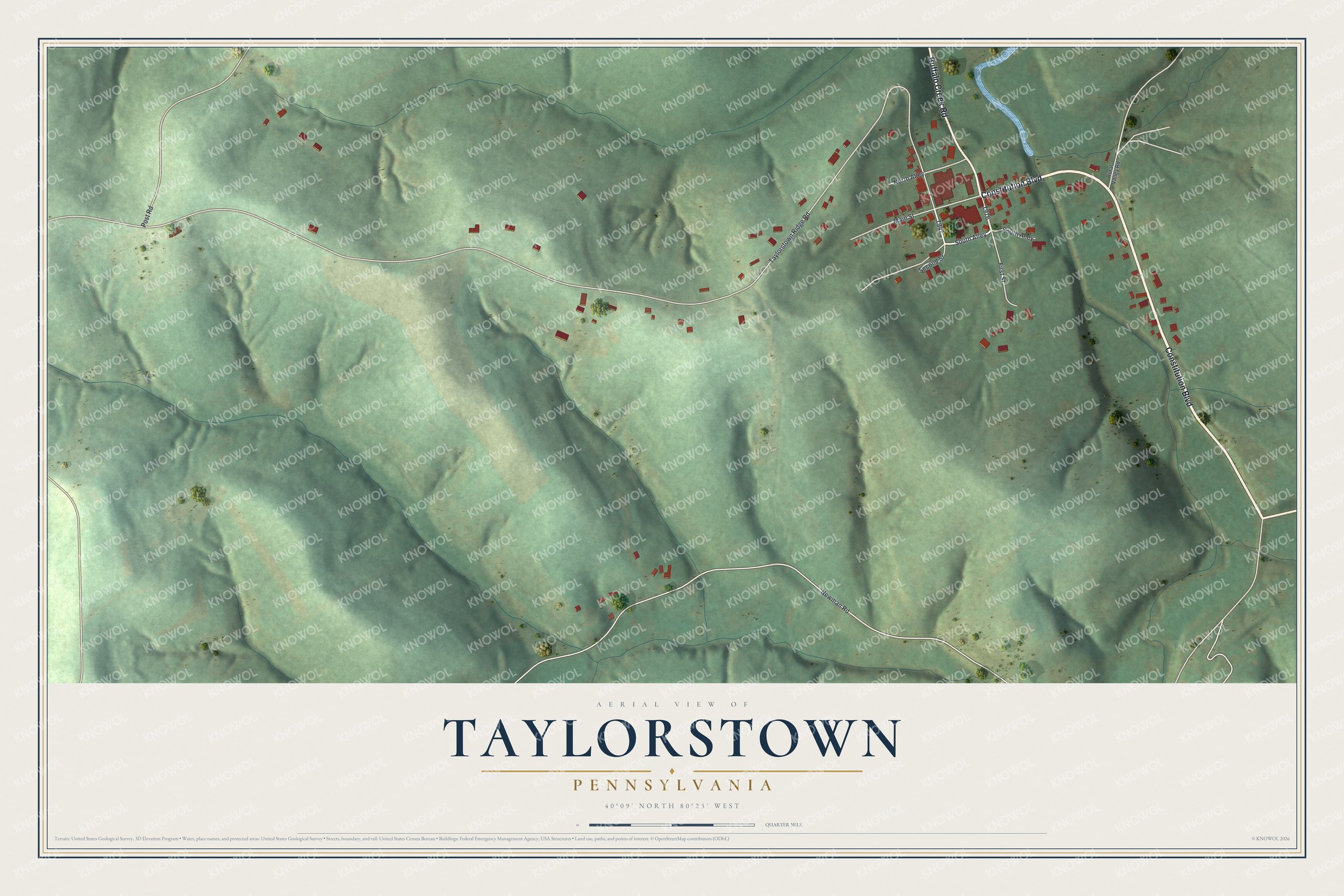 Watermarked full-map preview of Taylorstown, Pennsylvania