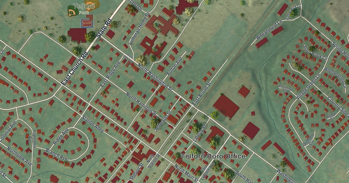 Map of Telford, Pennsylvania in 2026