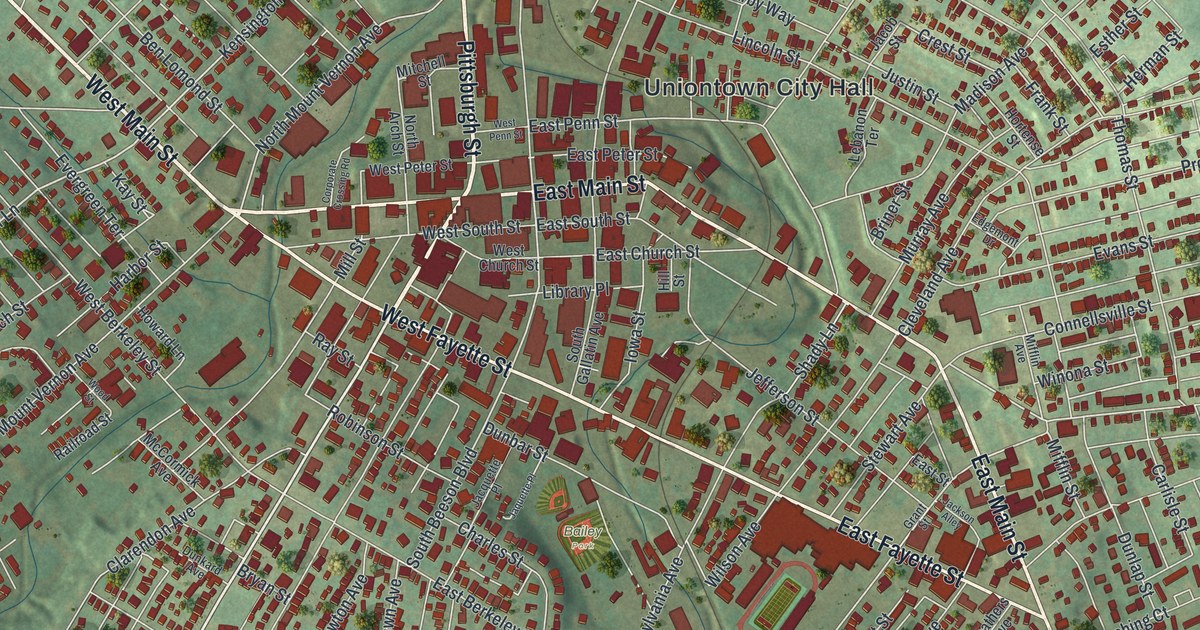 Map of Uniontown, Pennsylvania in 2026