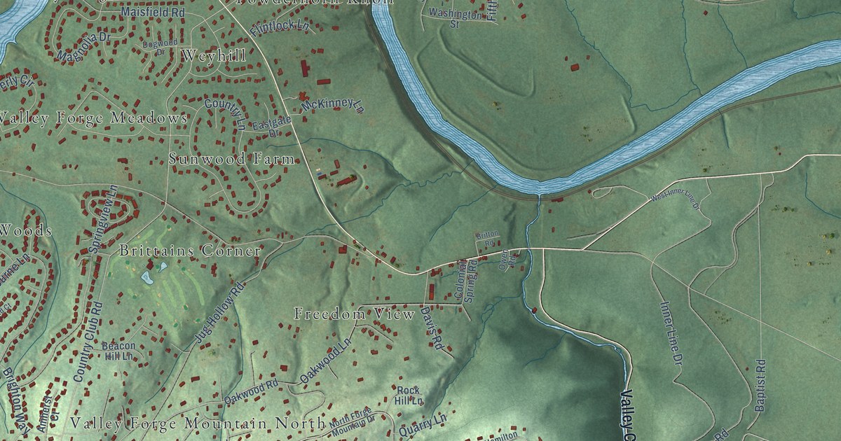 Detailed Map of Valley Forge, Pennsylvania