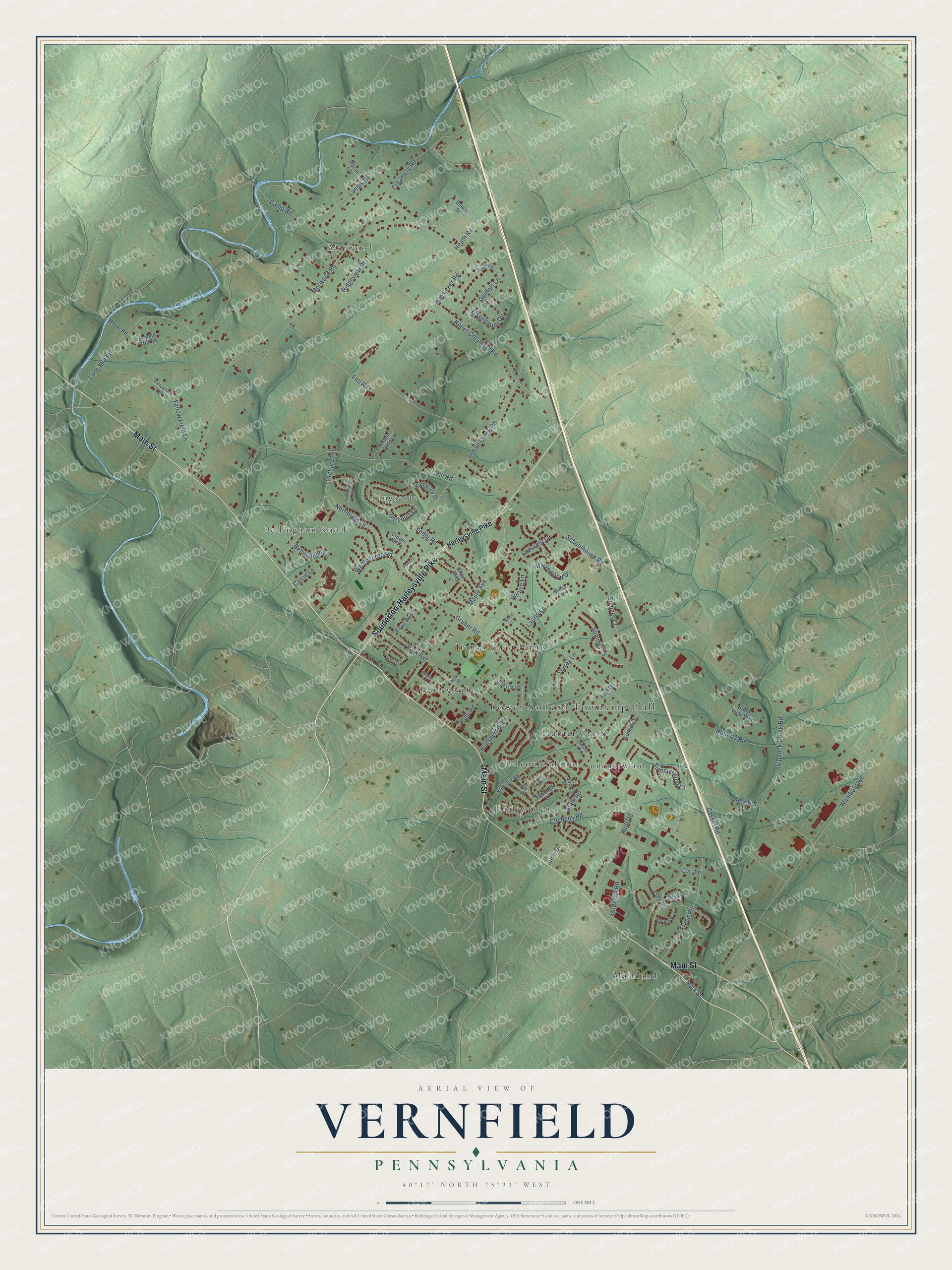 Watermarked full-map preview of Vernfield, Pennsylvania