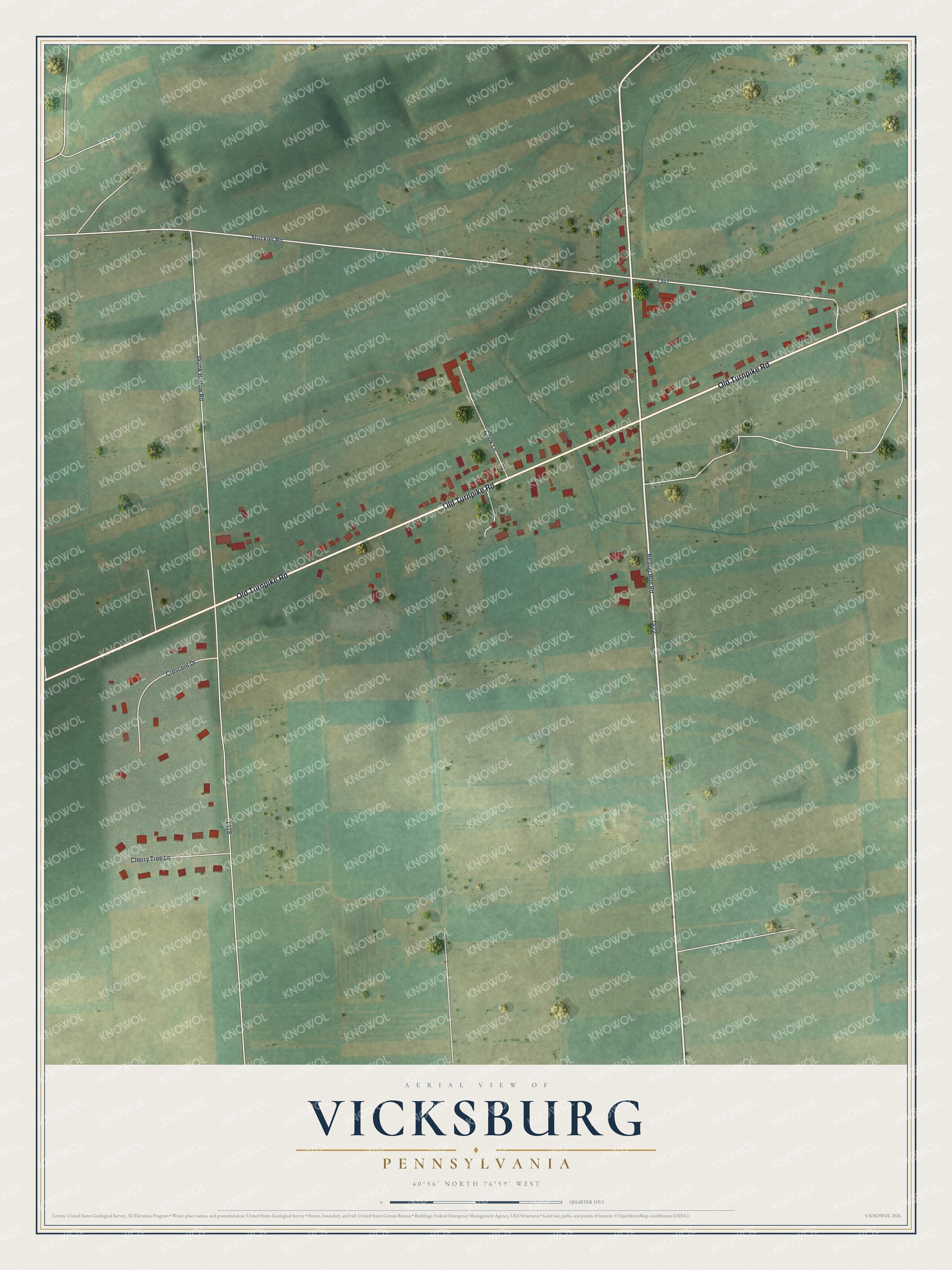 Watermarked full-map preview of Vicksburg, Pennsylvania