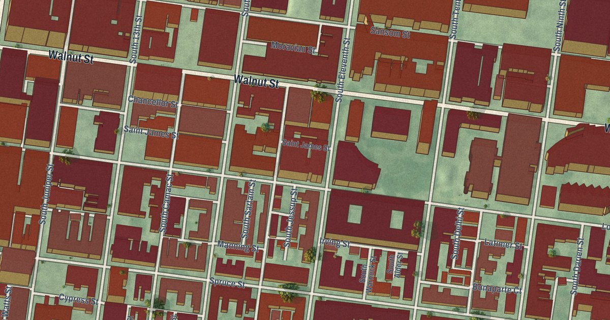 Detailed Map of Washington Square West, Pennsylvania
