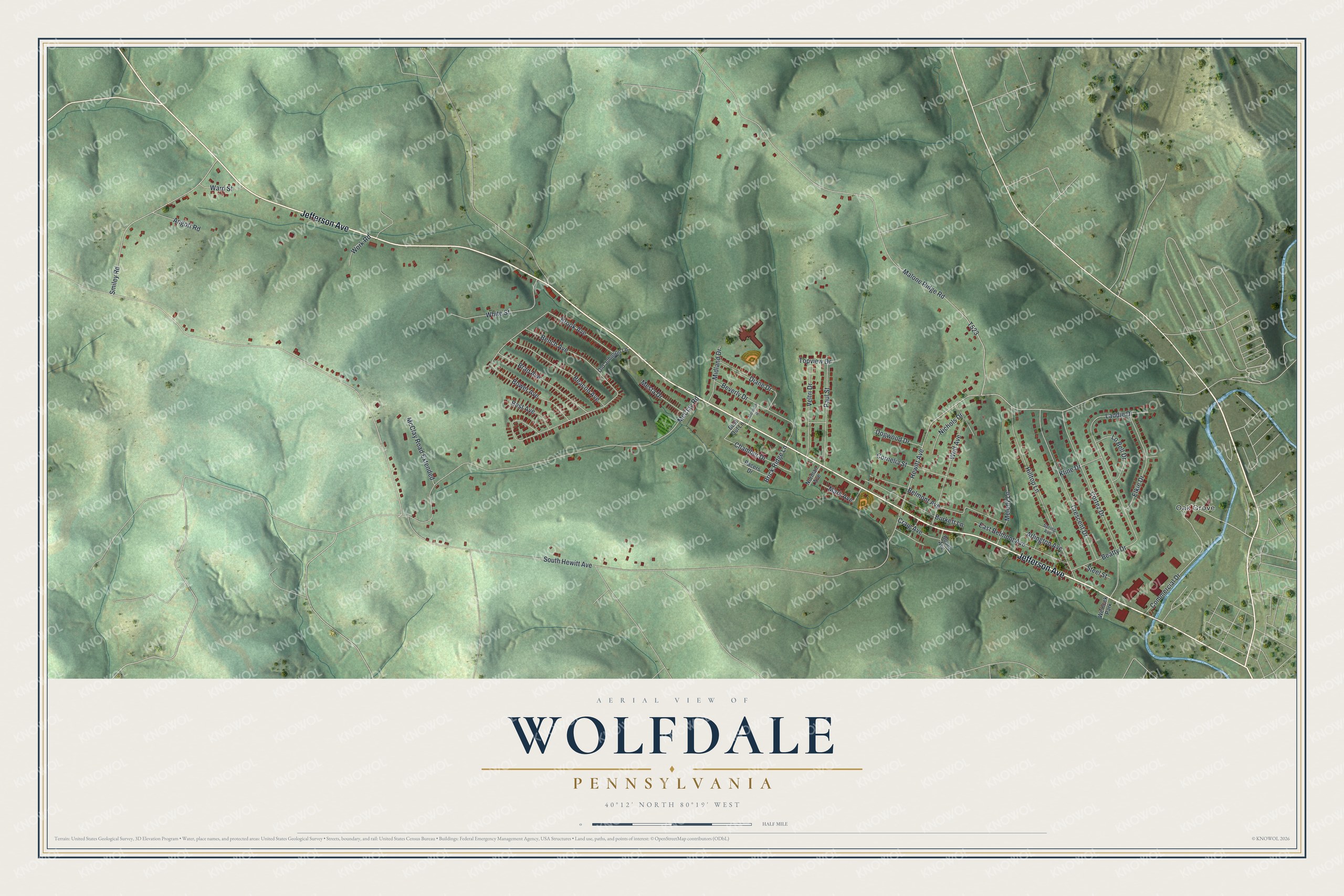 Watermarked full-map preview of Wolfdale, Pennsylvania