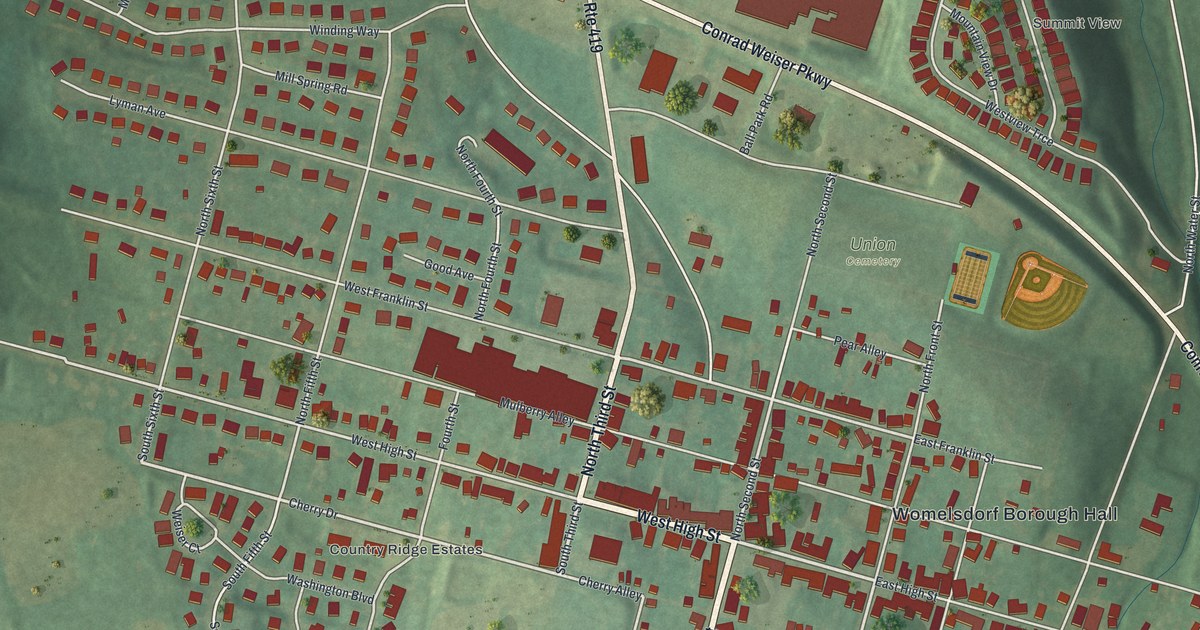 Map of Womelsdorf, Pennsylvania in 2026