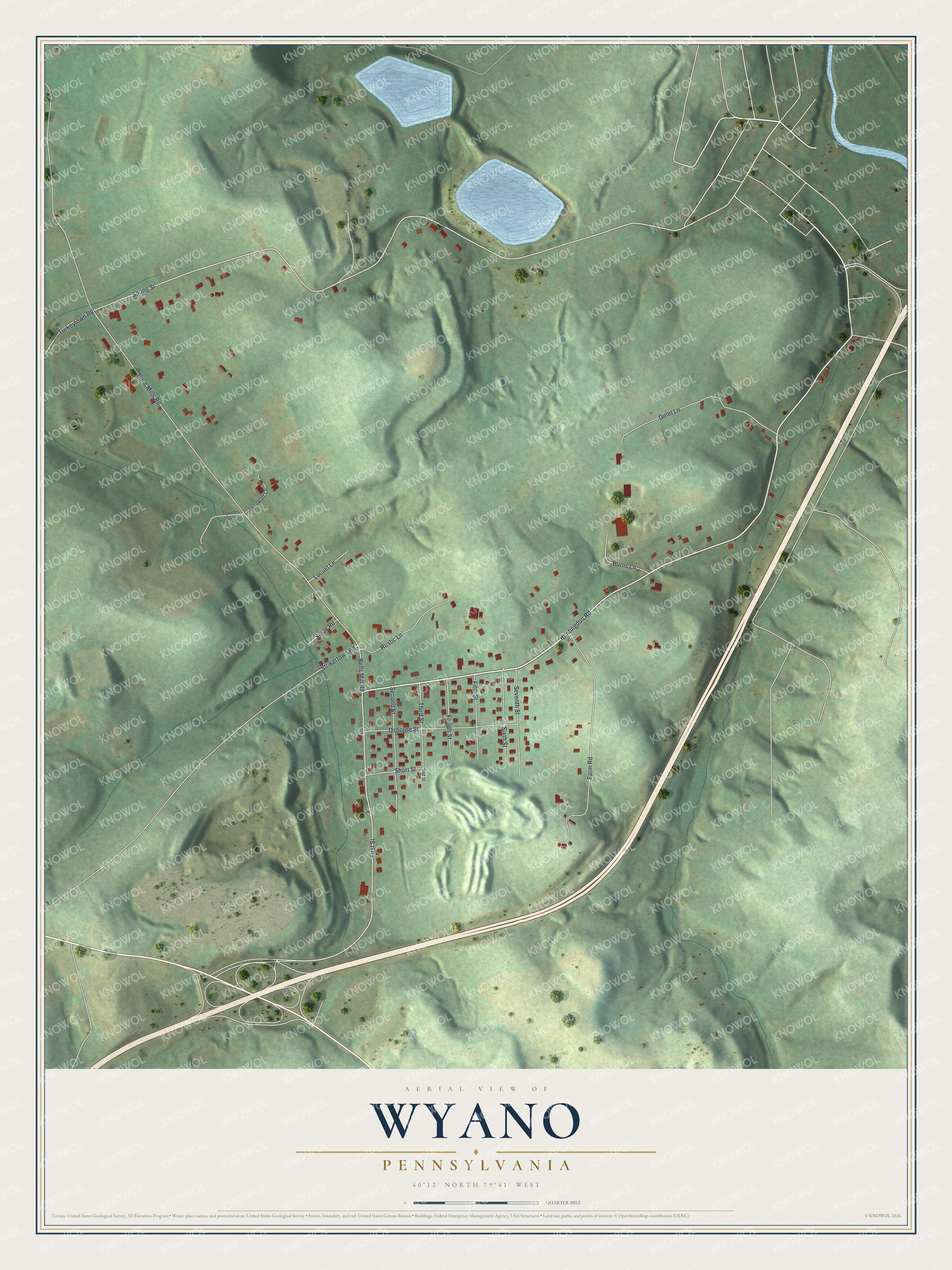 Watermarked full-map preview of Wyano, Pennsylvania