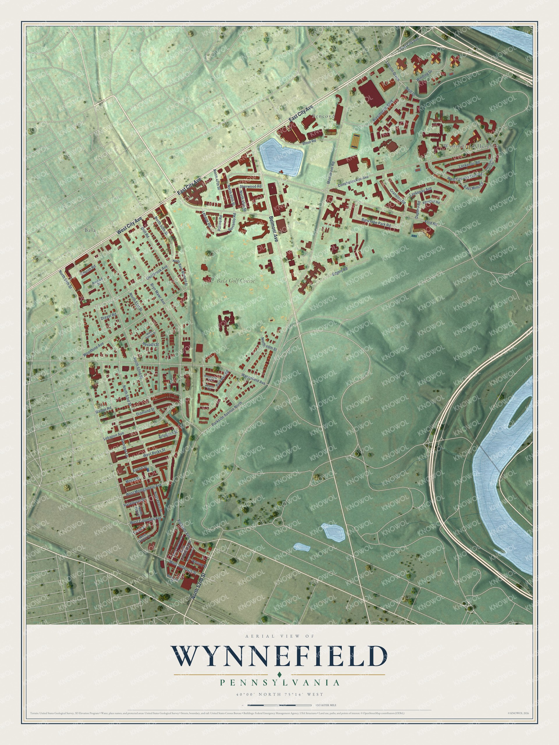 Watermarked full-map preview of Wynnefield, Pennsylvania