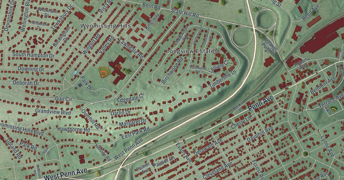 Map of Wyomissing, Pennsylvania in 2026