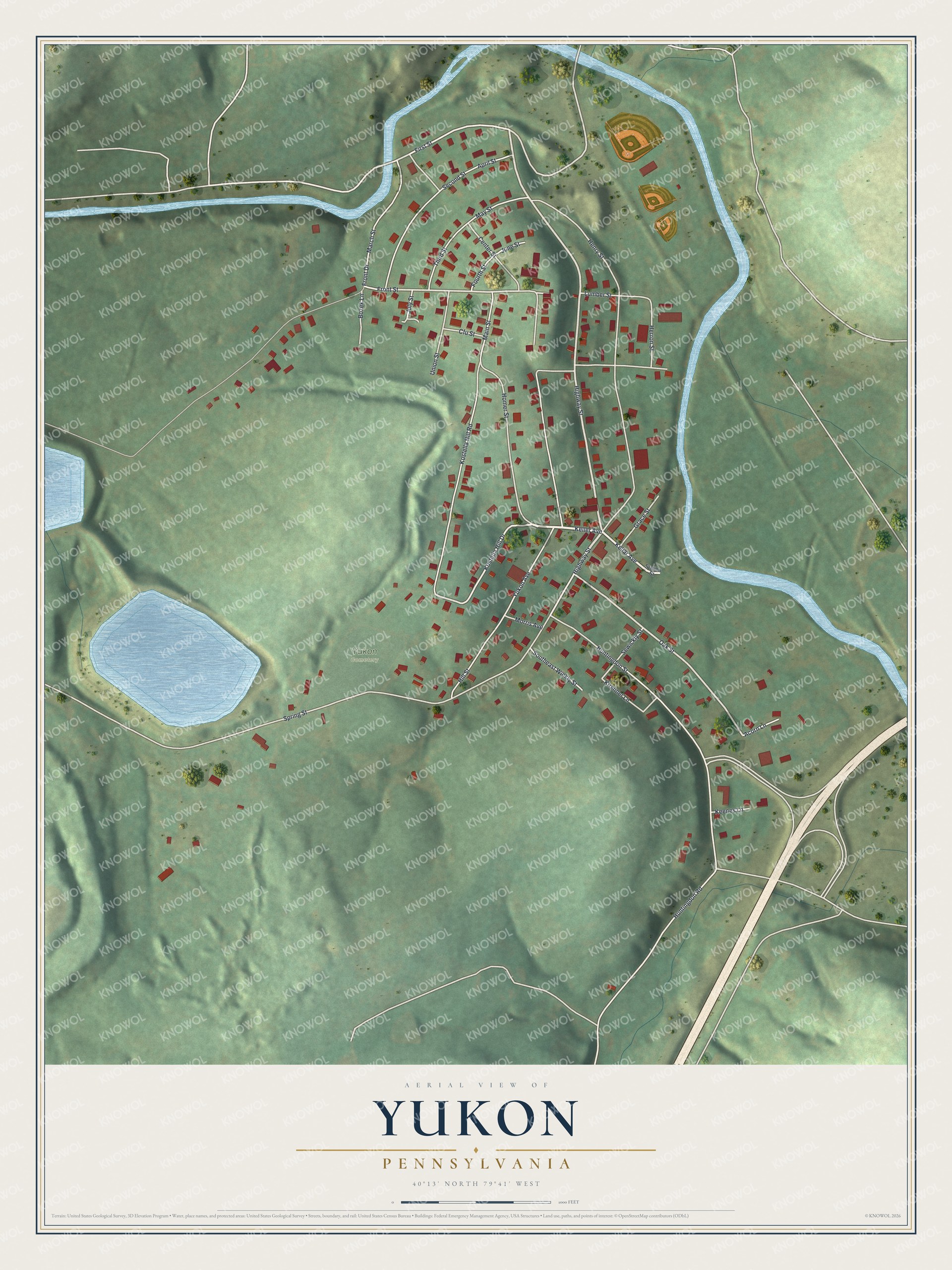 Watermarked full-map preview of Yukon, Pennsylvania