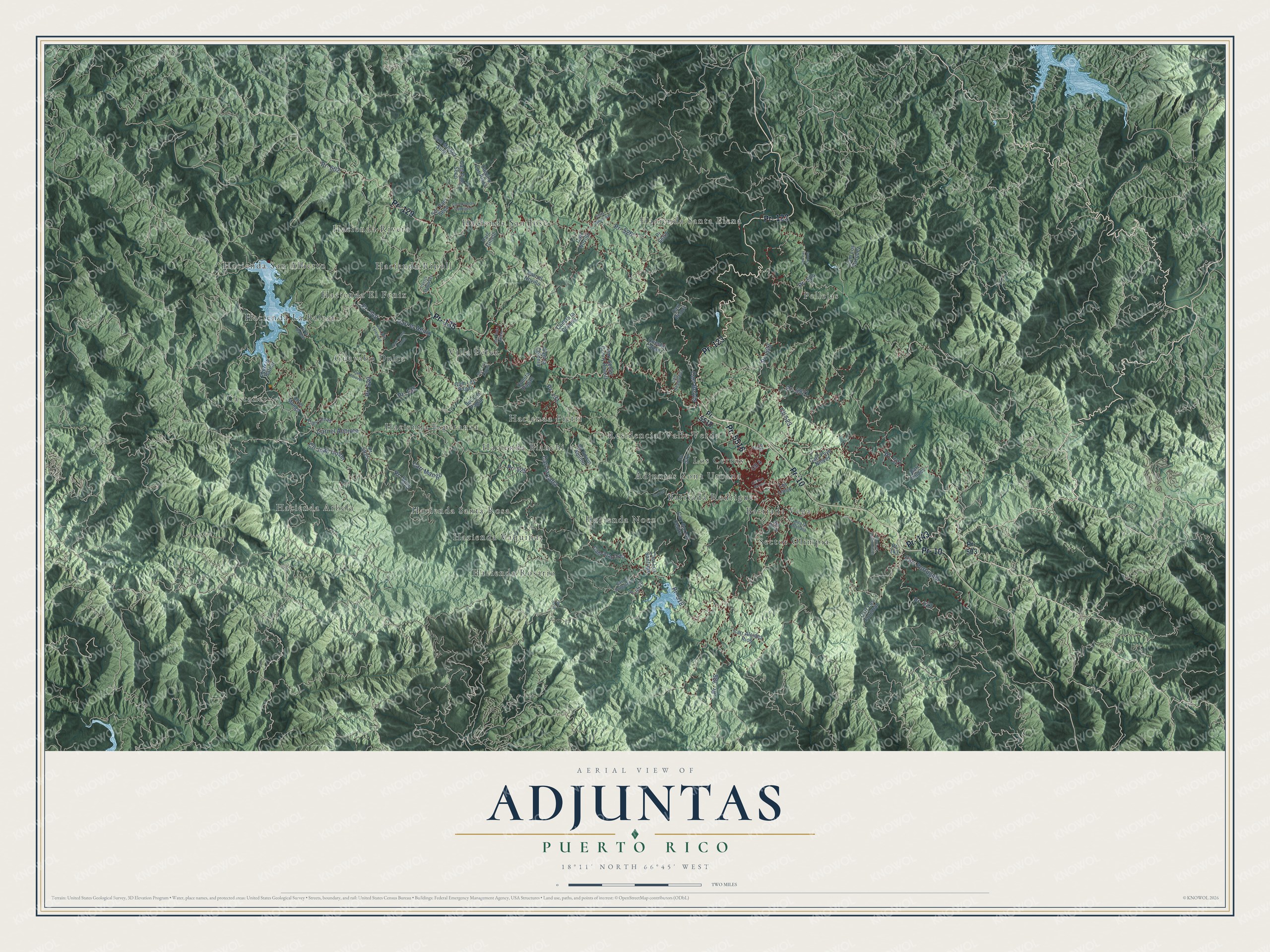 Watermarked full-map preview of Adjuntas, Puerto Rico