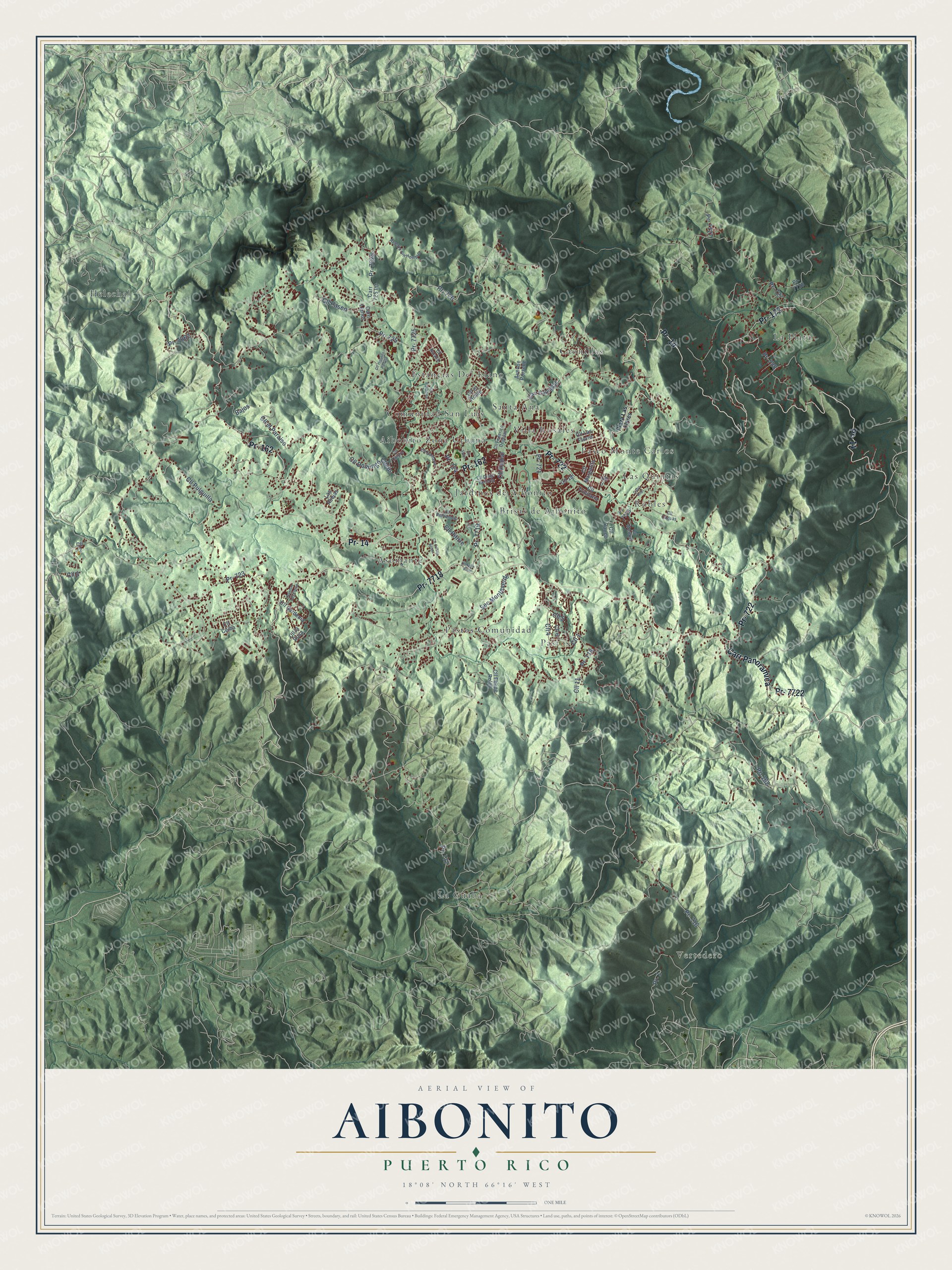 Watermarked full-map preview of Aibonito, Puerto Rico
