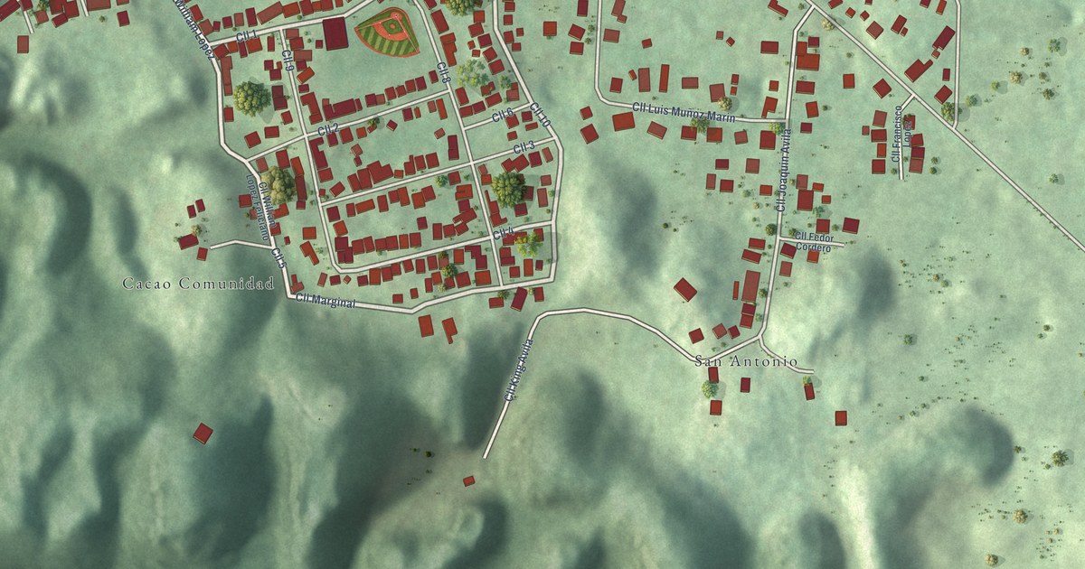 Detailed Map of Cacao, Puerto Rico