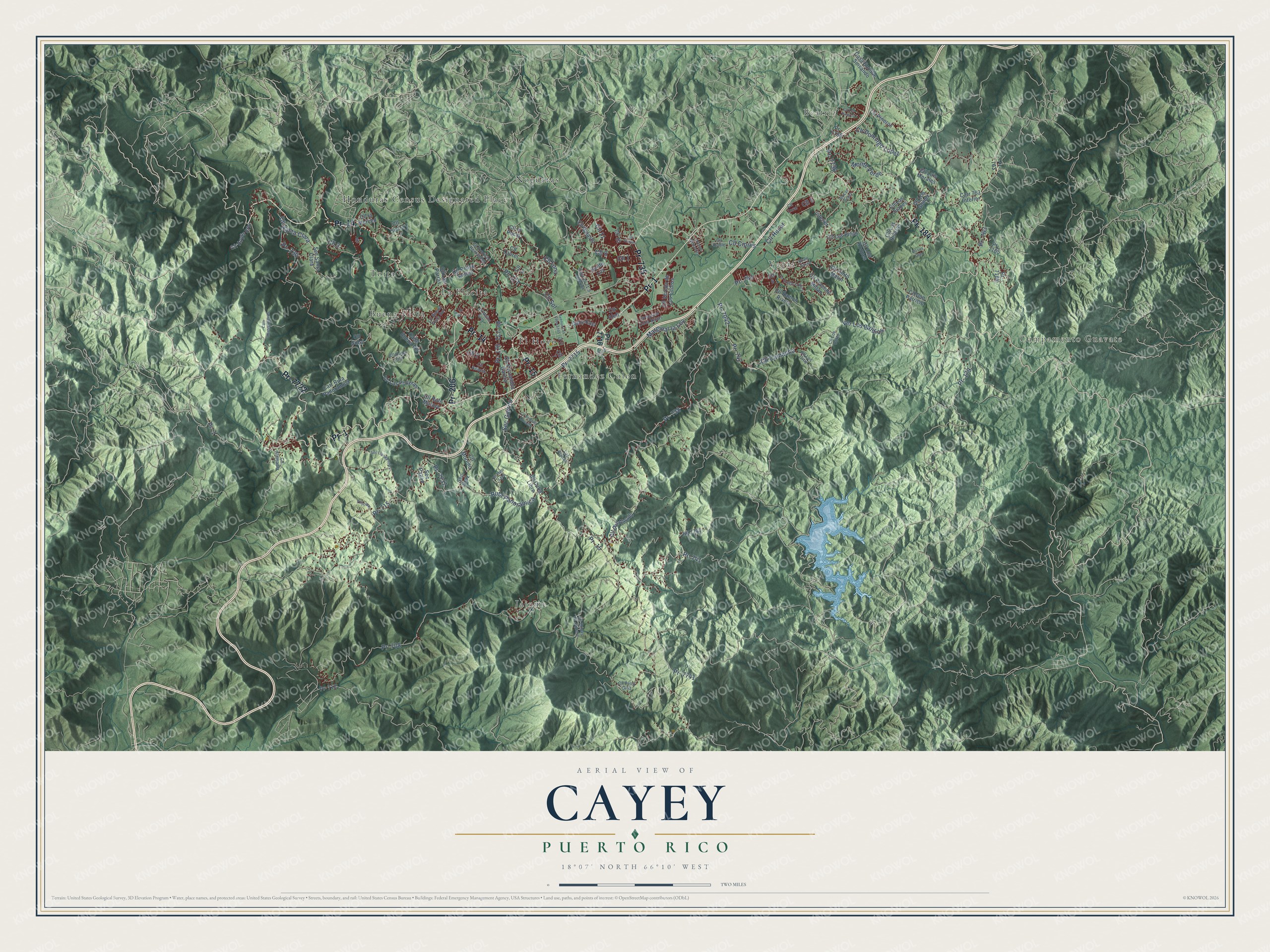 Watermarked full-map preview of Cayey, Puerto Rico