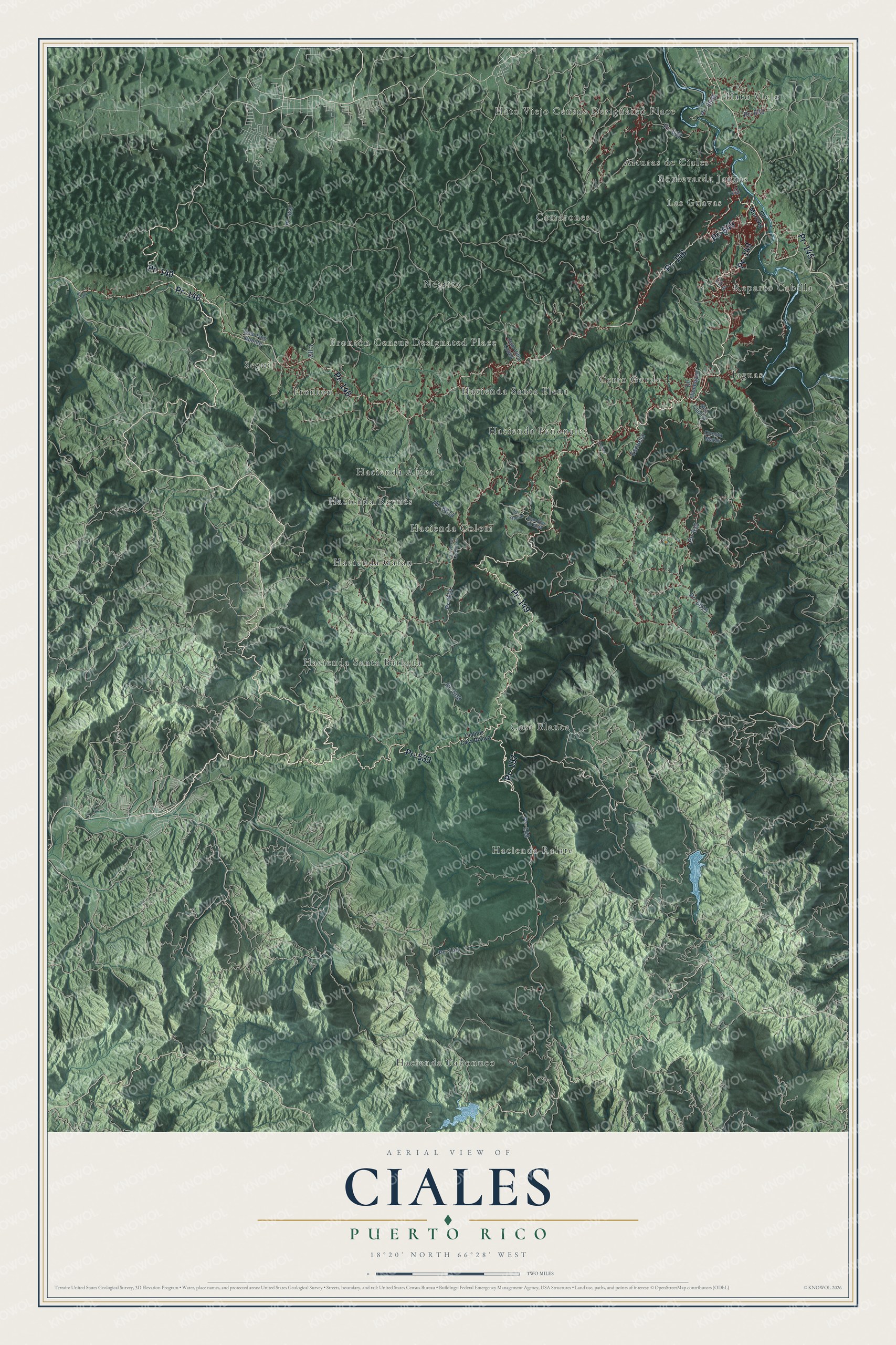Watermarked full-map preview of Ciales, Puerto Rico